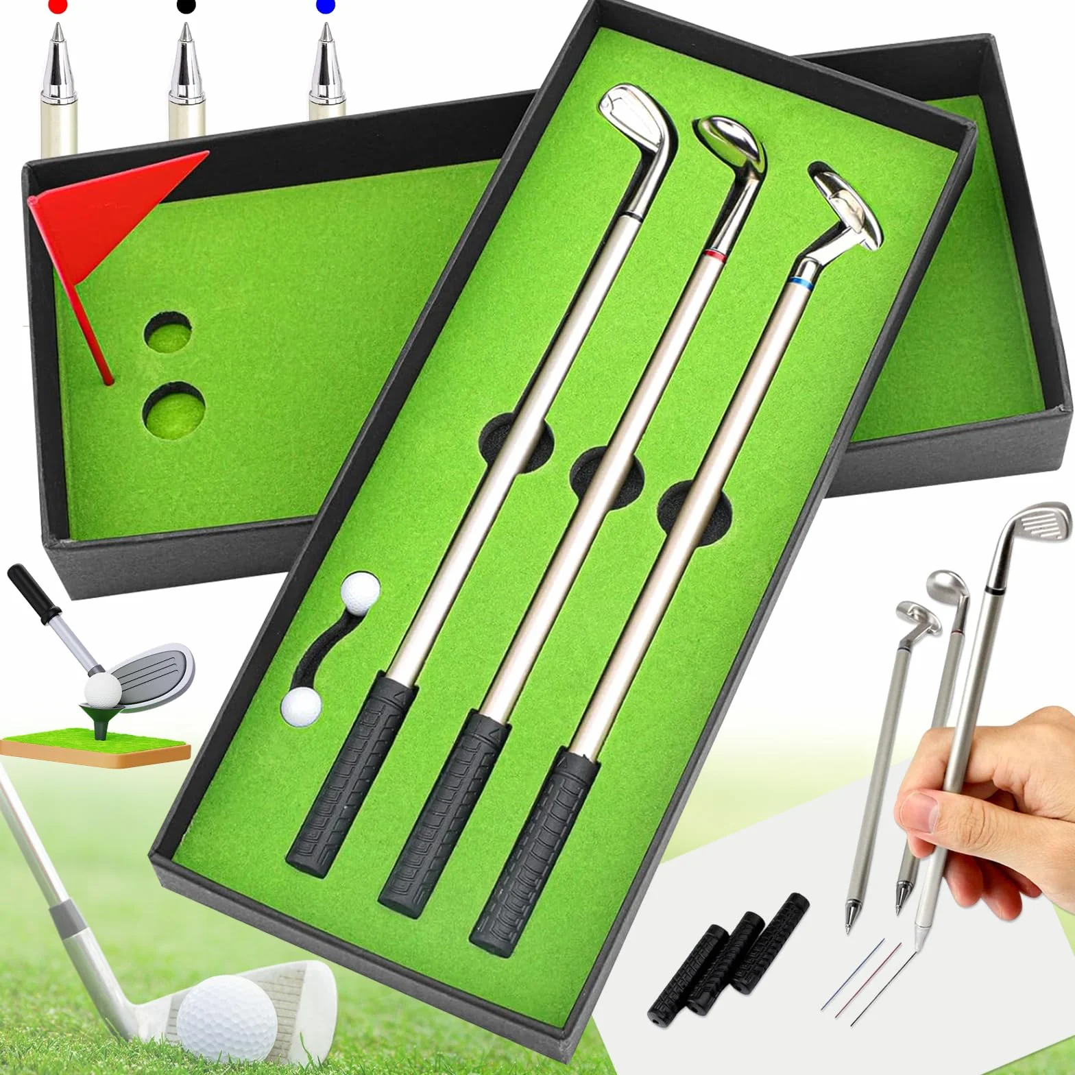 Set di Penne da Golf con Bandierina e 2 Palline, 3 Bastoncini