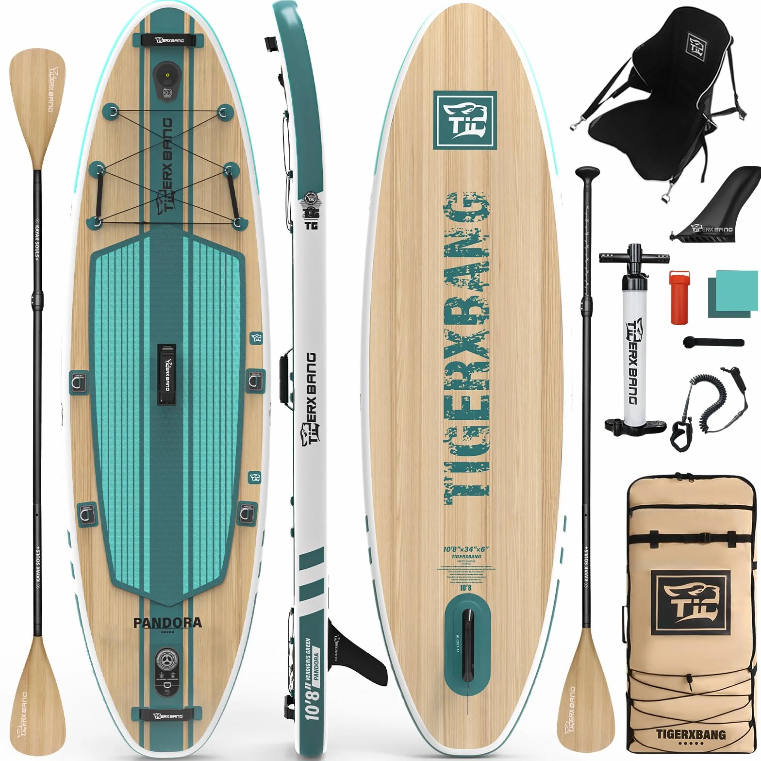TIGERXBANG SUP Gonfiabile Adulti, tavola da paddle board da 330cm con accessori premium completi per SUP gonfiabile, paddleboard extra larghe per adulti e bambini - Collezione Pandora