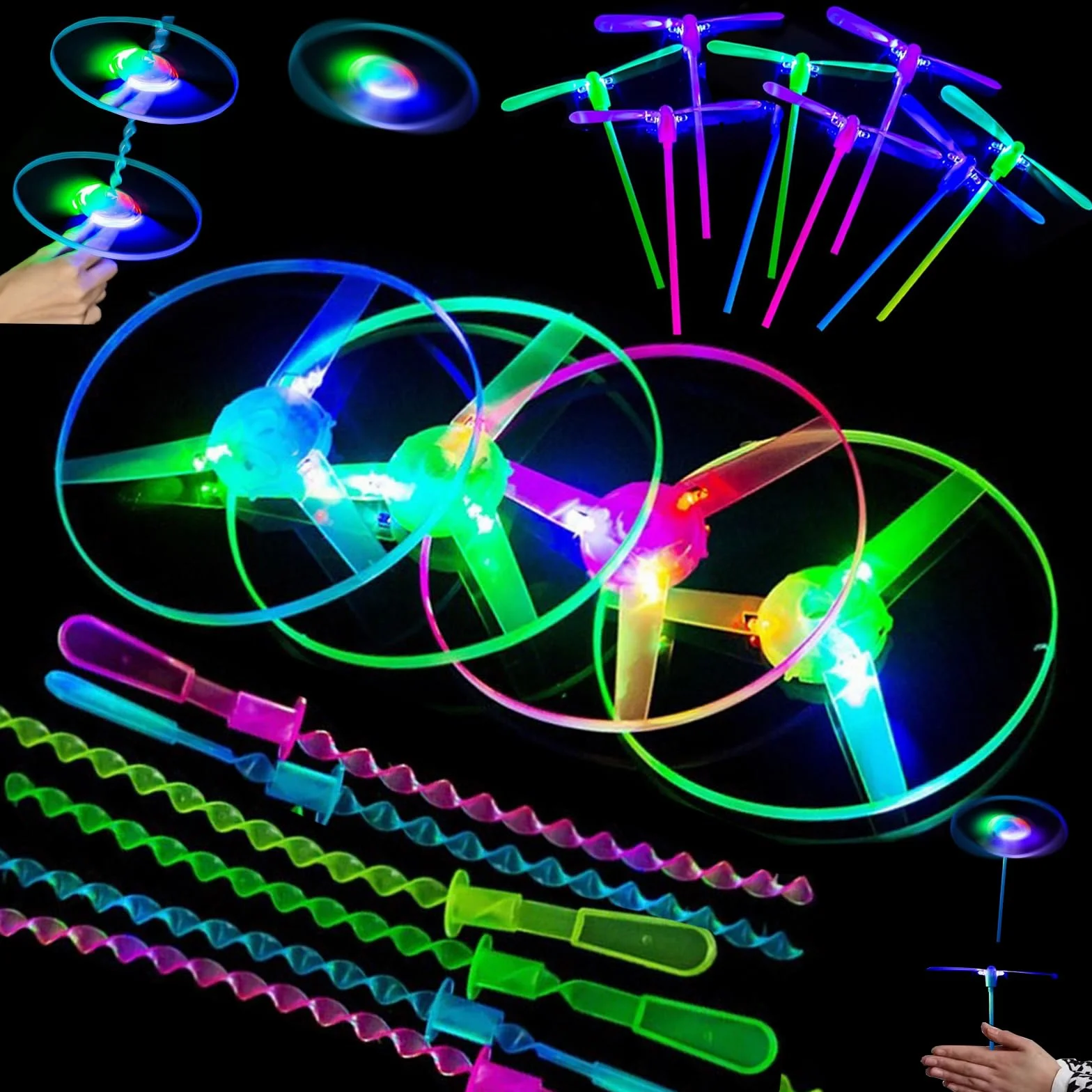 LUKIUP 24 Pezzi LED Luminoso Volante Elicottero Disco Volante con Elica LED Bomboniera Feste Compleanno
