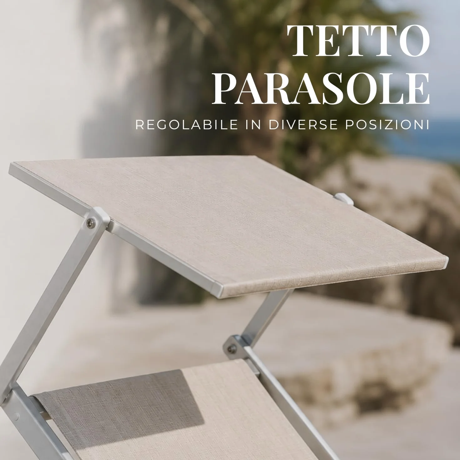 PALUPLUS 2 Lettini Prendisole in Alluminio 186x61x40 cm Textilene con Tetto Parasole e Schienale Regolabile Portata 150Kg
