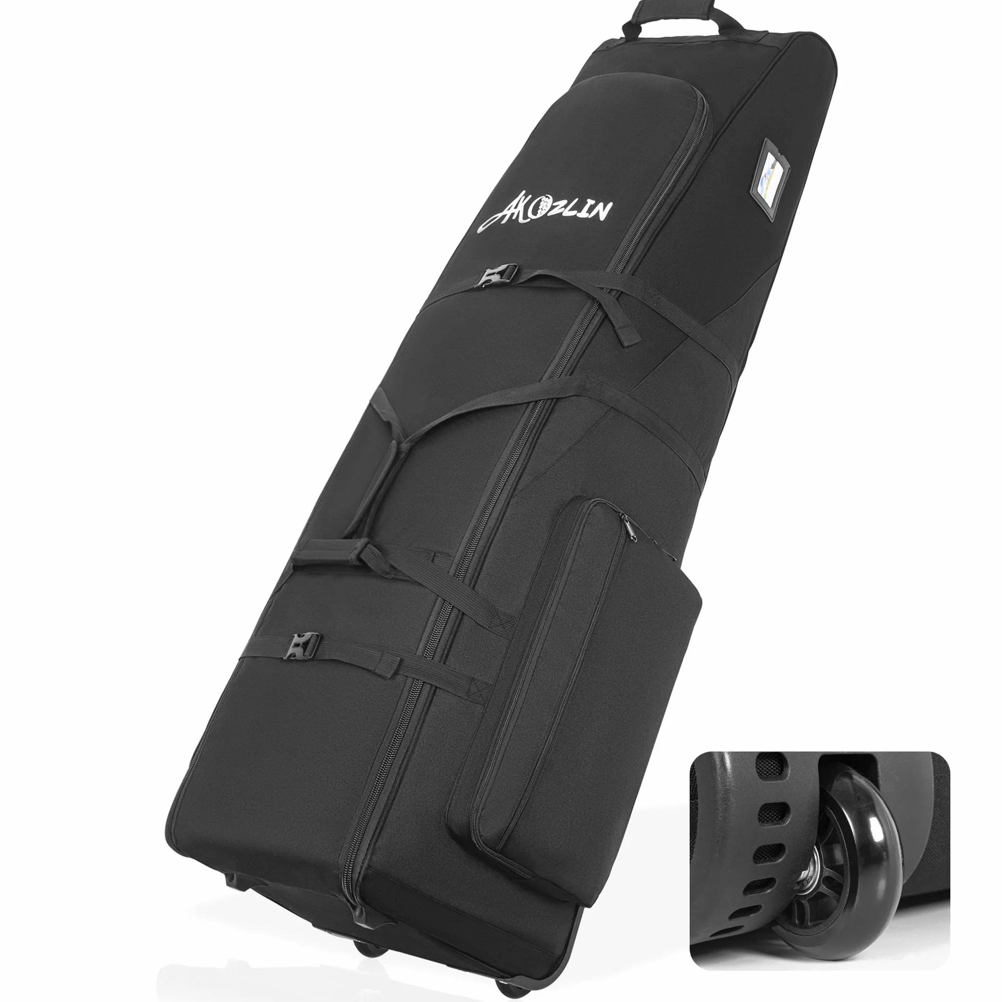 Borsa da viaggio da golf con ruote, grande capacità, trolley da golf con ruote rinforzate, 900D impermeabile Oxford panno per viaggi in aereo
