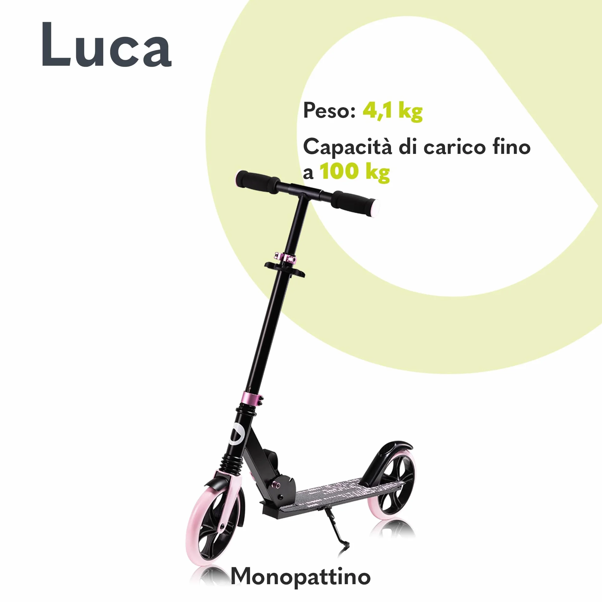 Lionelo LUCA Monopattino pieghevole Regolabile leggero Ruote Ammortizzatori ShockResist Freno posteriore Cinghia trasporto