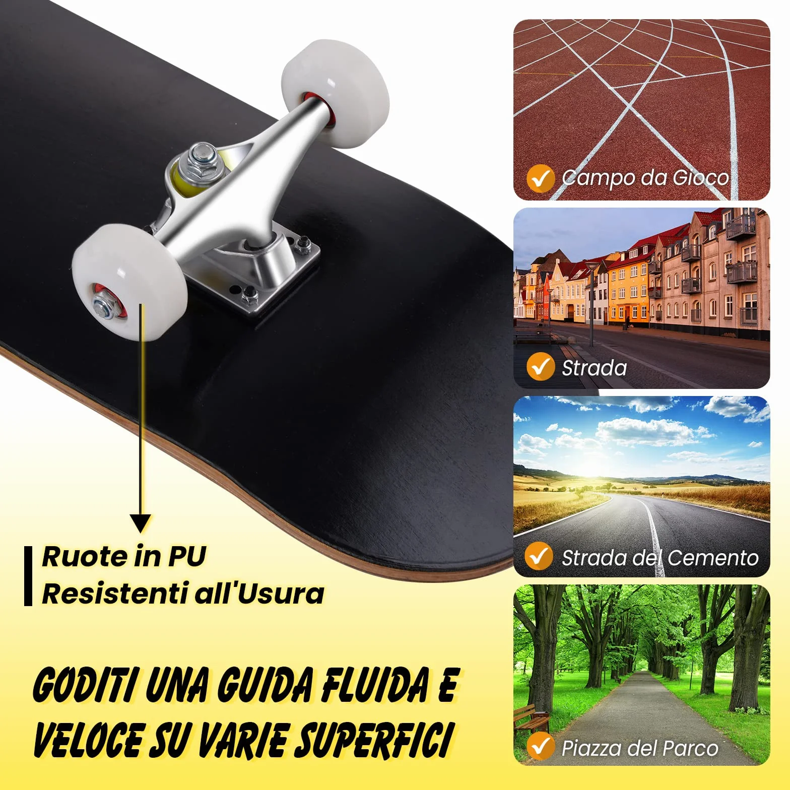 COSTWAY Skateboard Mini Cruiser Completa Longboard in Legno di Acero, Colori a Scelta, 79 x 20 cm
