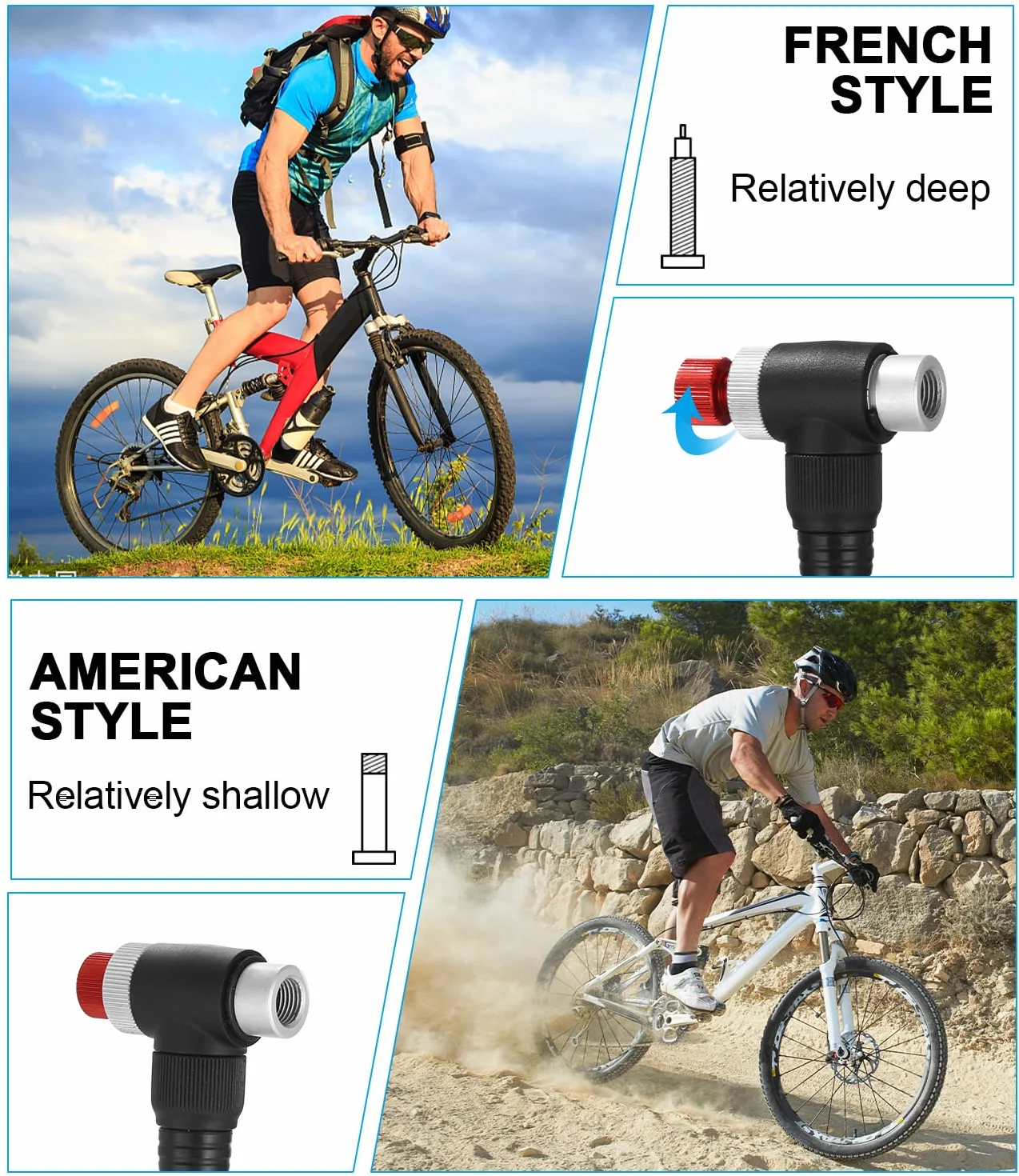 Pompa per ammortizzatori ad alta pressione Max 300 PSI con manometro e pulsante di spurgo 2 in 1 per bici MTB