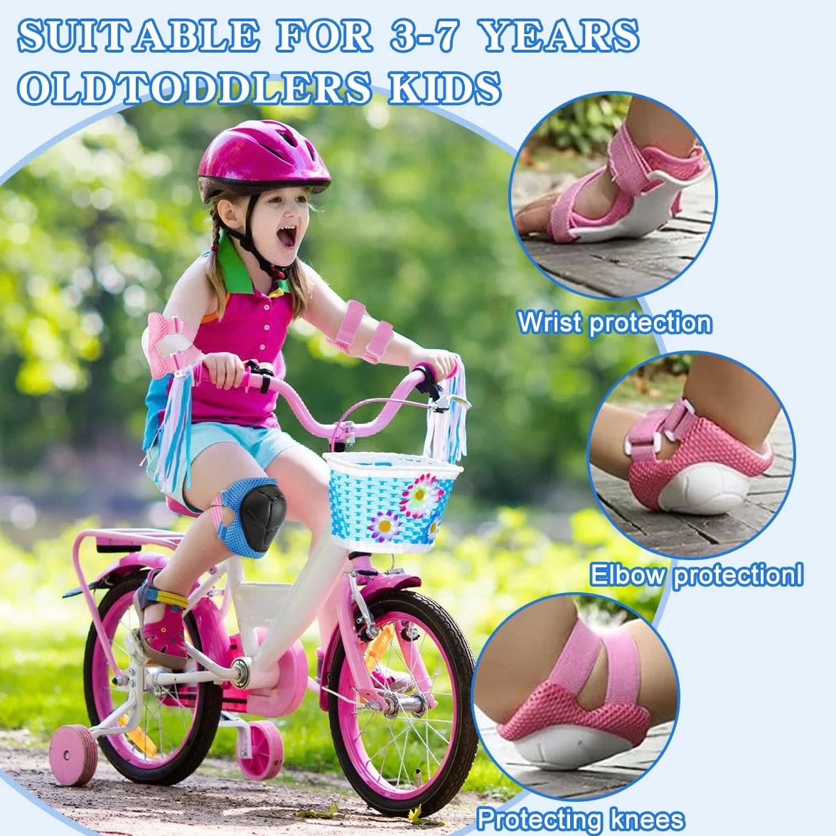 Protezioni Skateboard Bambini Ginocchiere Set 6-in-1 per Skateboarding Pattinaggio Biciclette Ciclismo Blu