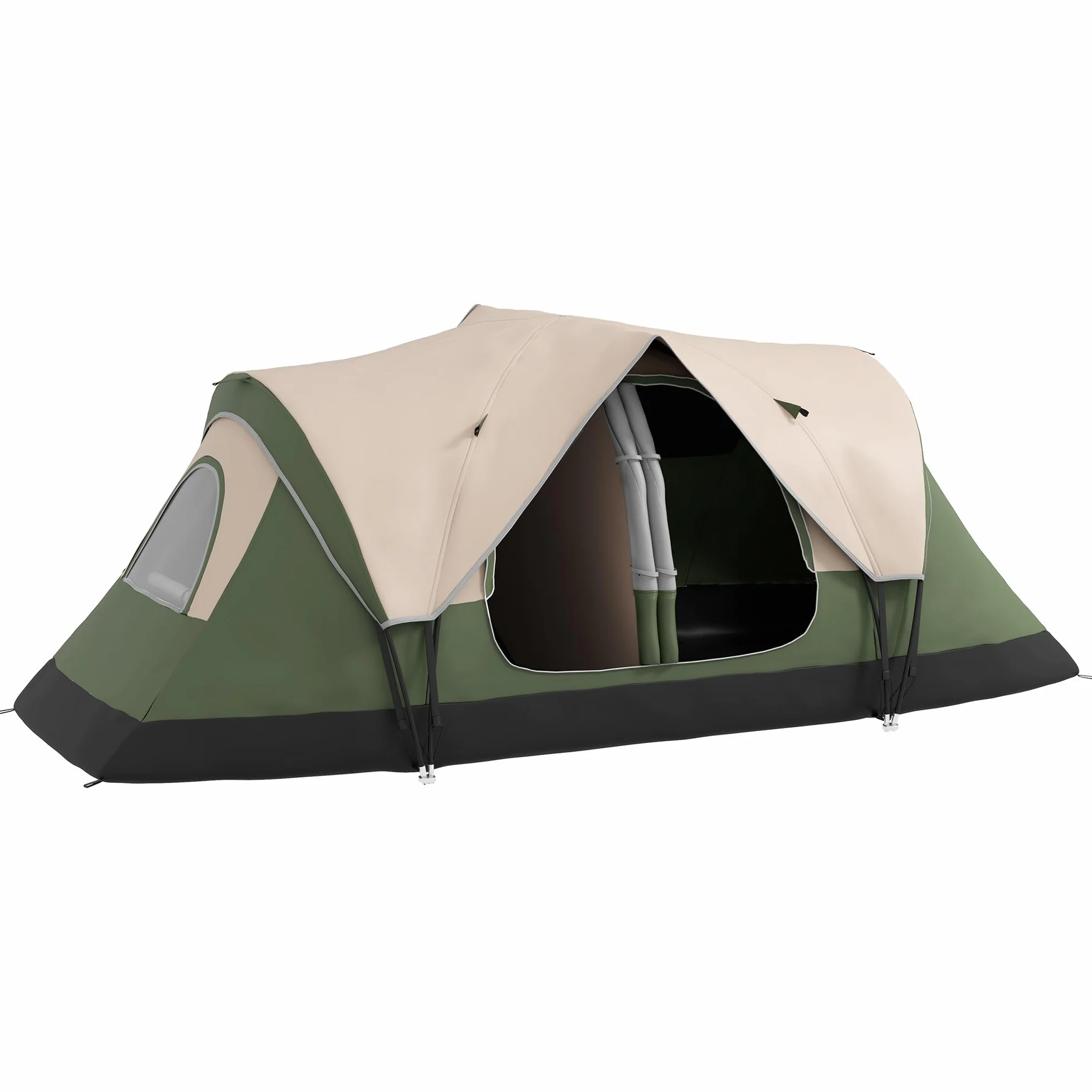 Outsunny Tenda da Campeggio 6-8 Posti 2 Stanze Separate Tunnel Protezione PU2000mm 450x215x180 cm