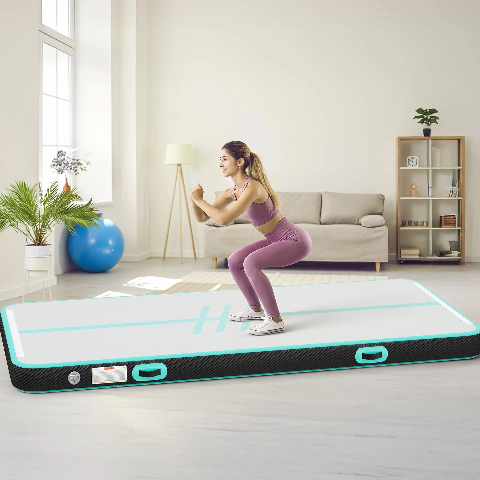 TAUS 3M/4M Air Matte Track,Tumbling Mat/bordo in fibra di carbonio con pompa ad aria elettrica, 10 cm di altezza, tappetino gonfiabile, per allenamento/tumbling/yoga/fitness