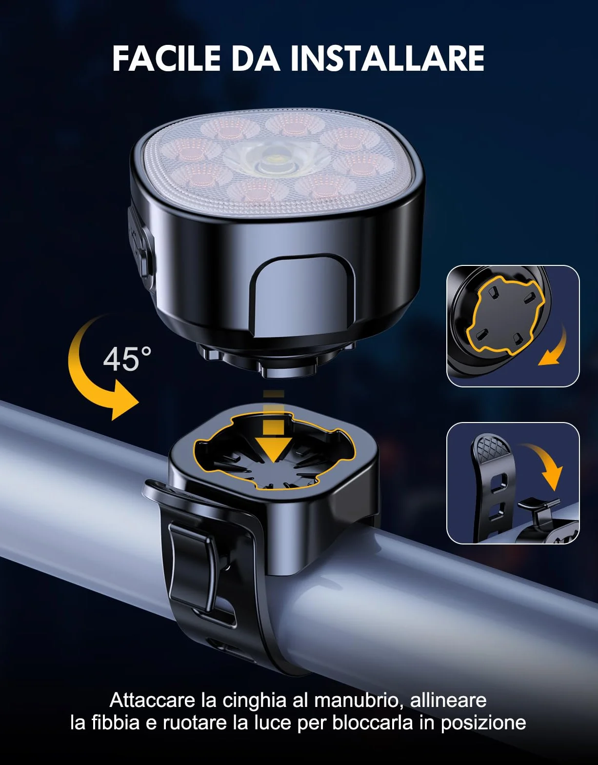 Luci Bicicletta LED Anteriore e Posteriore Ricaricabili USB IP65, Kit 8+7 Modalità Super Luminose per Bici Strada