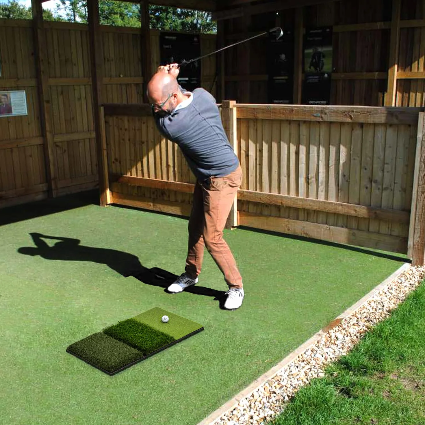 SAPLIZE Tapis de Golf Pliable 3 en 1 76 x 38 cm Tri-Turf pour Entraînement Driving Chipping Putting