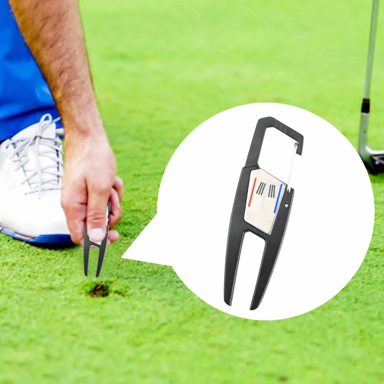 Strumento Riparazione Divot Golf con Pennarello Magnetico e Pulsante Pop-up, Marcatori Palline da Golf