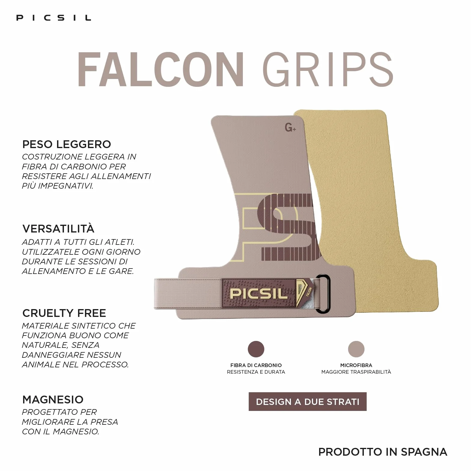 PICSIL Paracalli Falcon Carbon Fiber Grips Professionali con Astuccio e Polsini per Cross Training Calisthenics Fitness