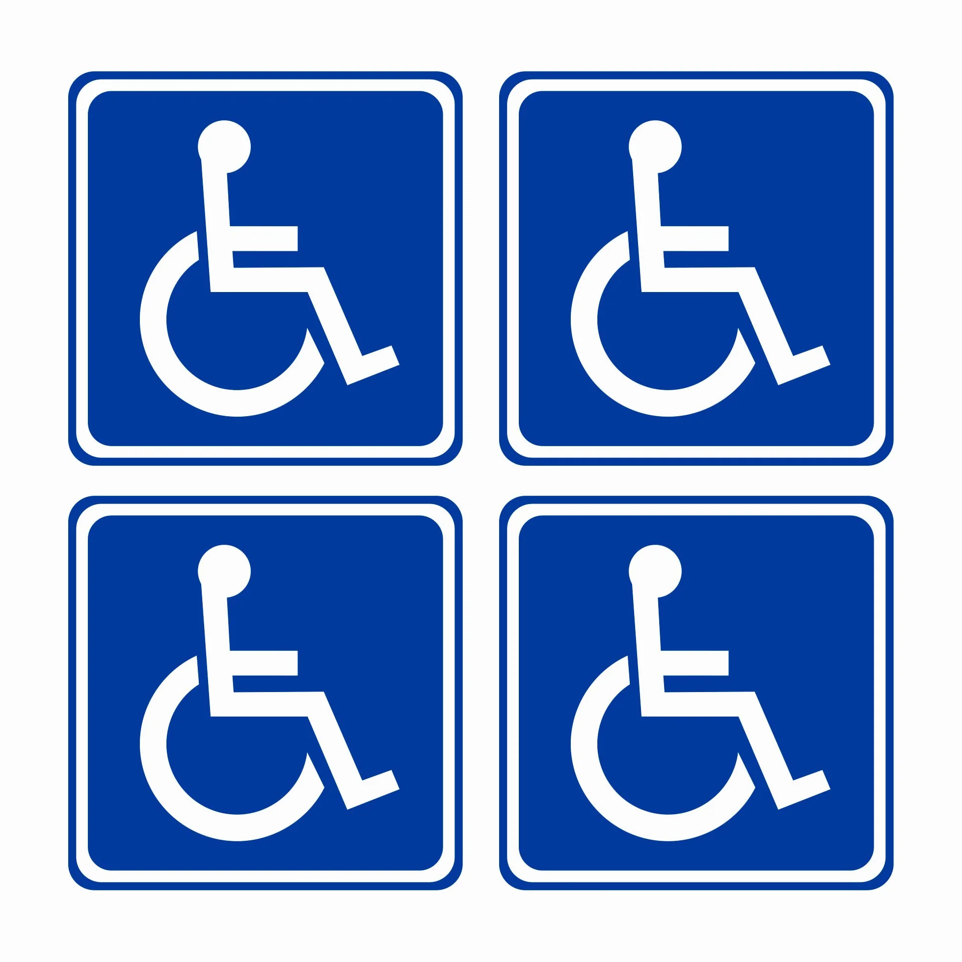 GamesMonkey® - Adesivi Disabili Invalidi Kit - 4 Pezzi - 10x10 cm - Per Uso Esterno e Interno - Auto Van Truck Camion Camper (Kit 4 pezzi - Quadrato)