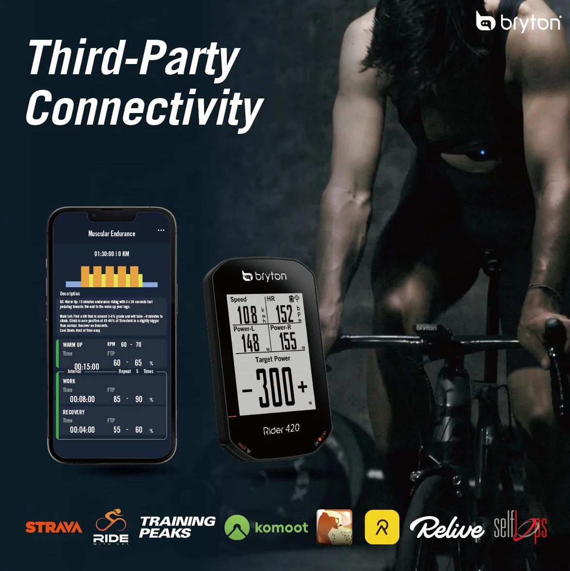 Bryton Rider 420 2.3 Pollici LCD Wireless GPS Bike Computer Compatibile con Bike Radar, 35 Ore Batteria, Navigazione Turn-by-Turn, Bluetooth ANT Impermeabile
