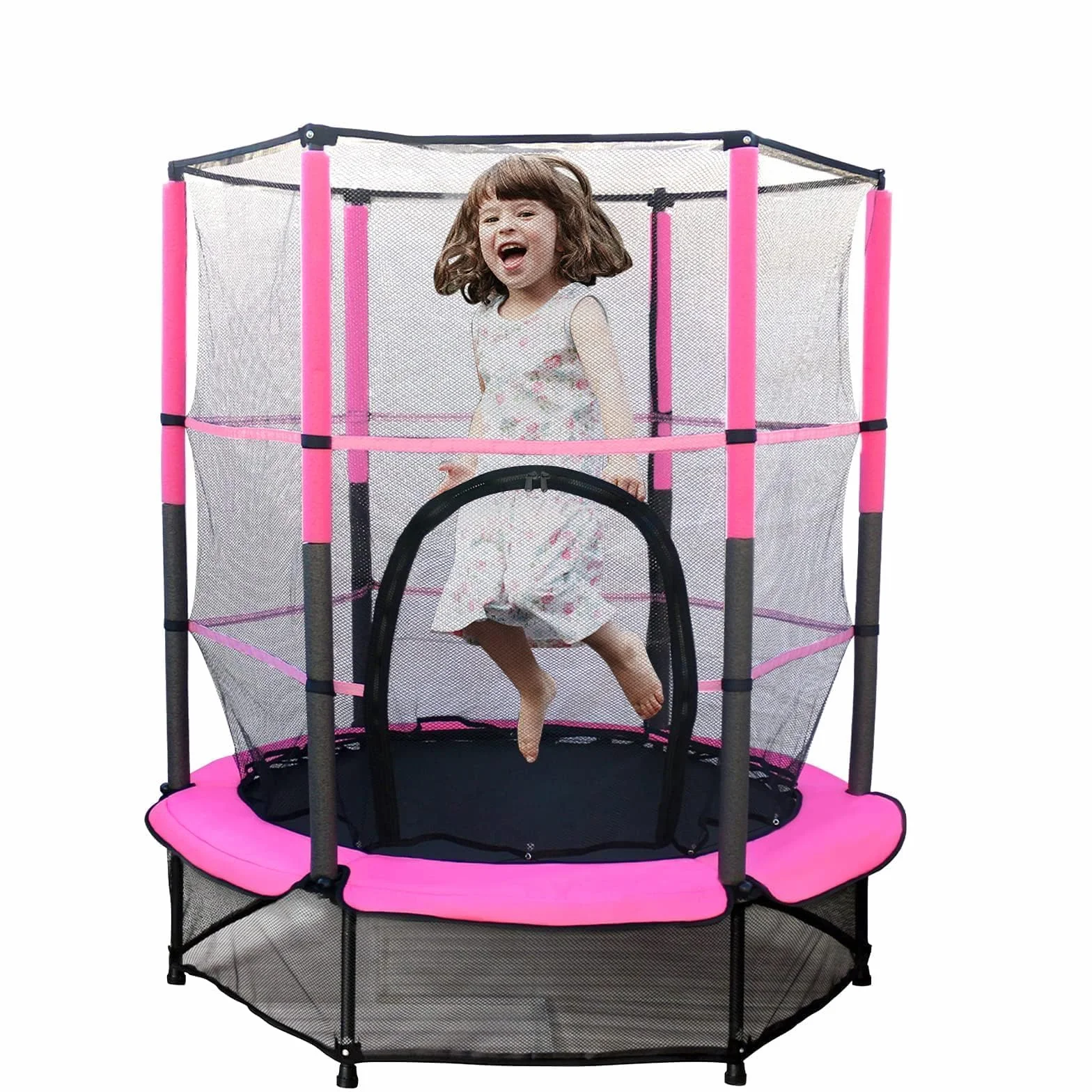 Trampolino Elastico Per Bambini Tappeto Elastico Diametro 140Cm Piccolo Pieghevole Da Esterno Da Giardino Interno Casa Per Saltare Gioco Con Asta Per Gym 2 3 4 6 10 Anni