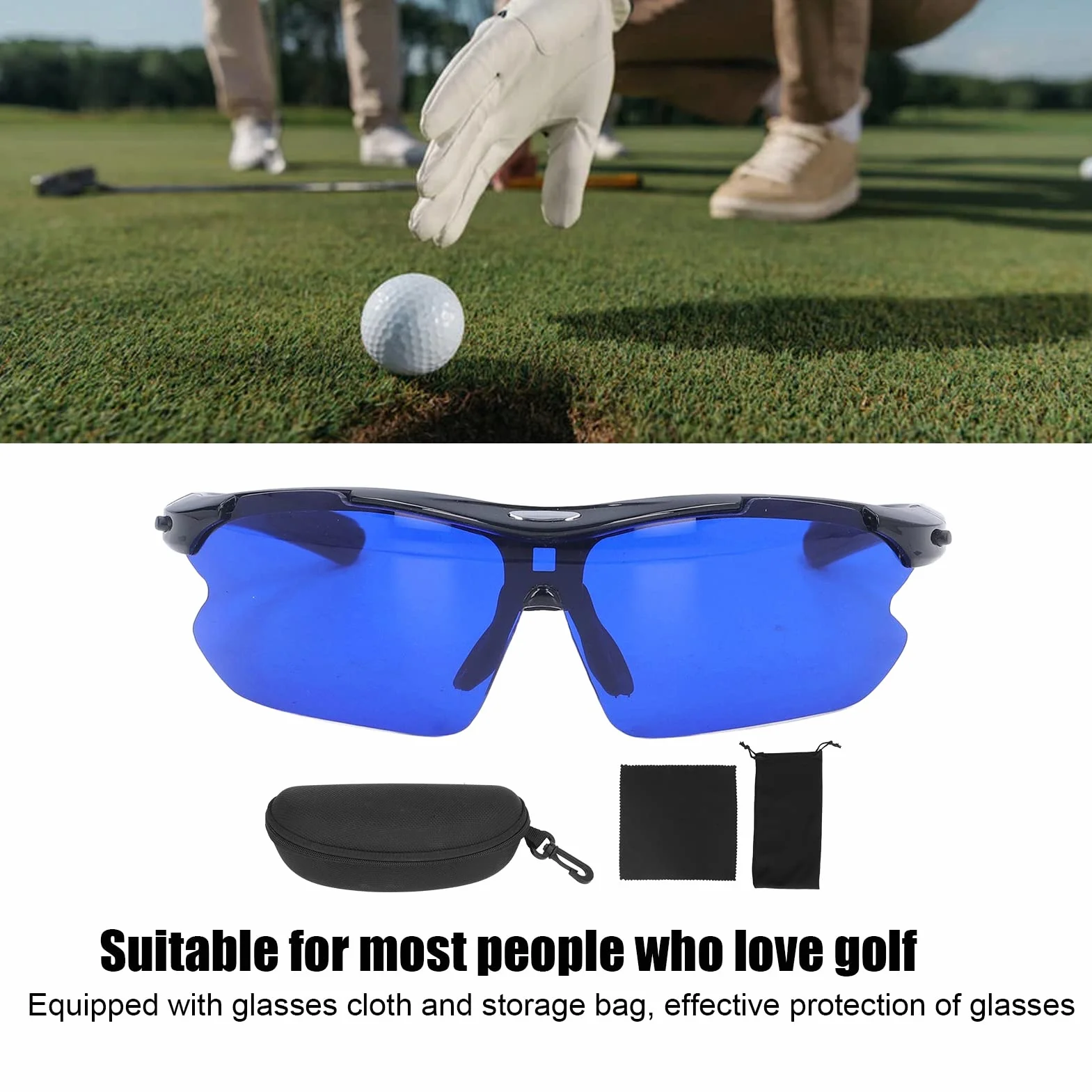 Occhiali Cerca Pallina da Golf, Golf Ball Finder Glasses Occhiali Blu per la Ricerca di Palline da Golfs con Custodia per Uomini o Donne