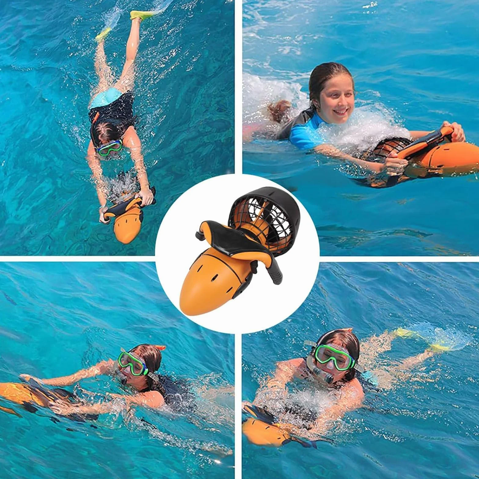 Seascooter Subacqueo 500 W, Underwater Booster Doppia Velocità per Immersioni e Snorkeling