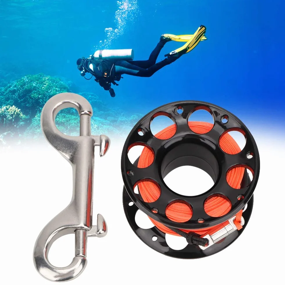 Bobina per immersione 15m Maniglia Puleggia Scuba Spool Reel in plastica Accessori Subacquei (Nero)