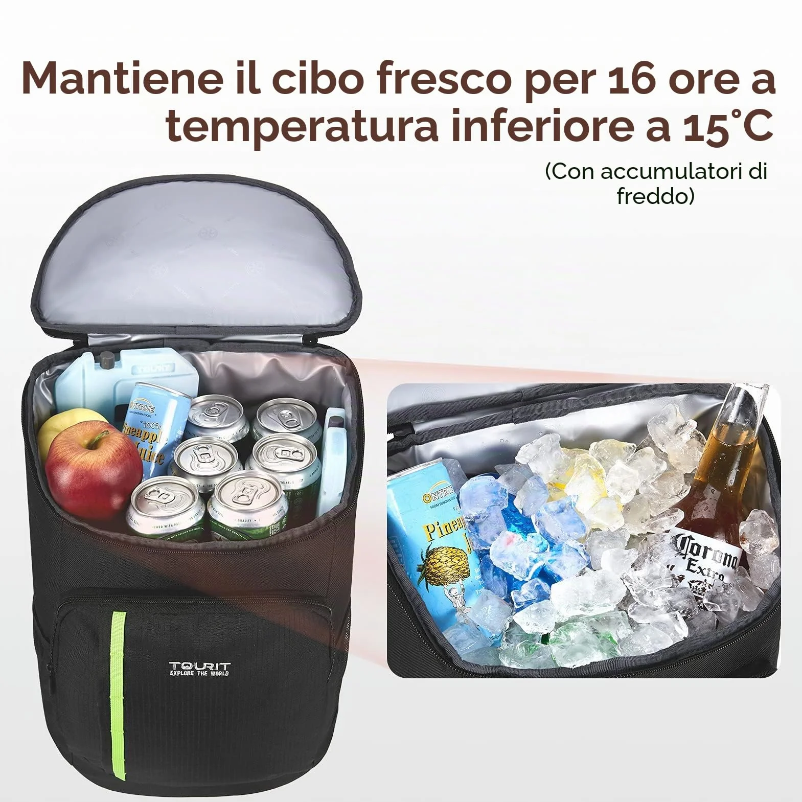 TOURIT Borsa Termica Frigo 28 L Isoterma Campeggio Picnic
