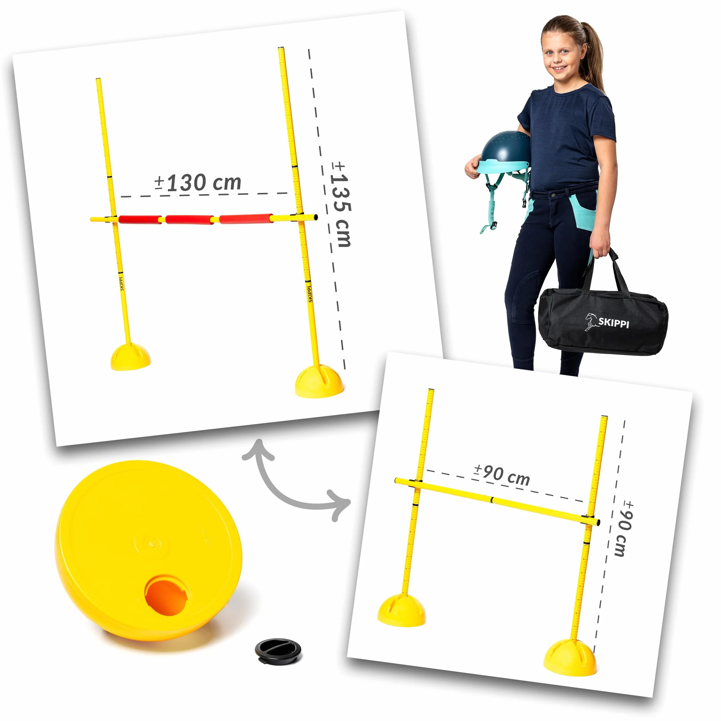 SKIPPI Ostacolo per Hobby Horse 135 cm, Leggero e Portatile con Bastone