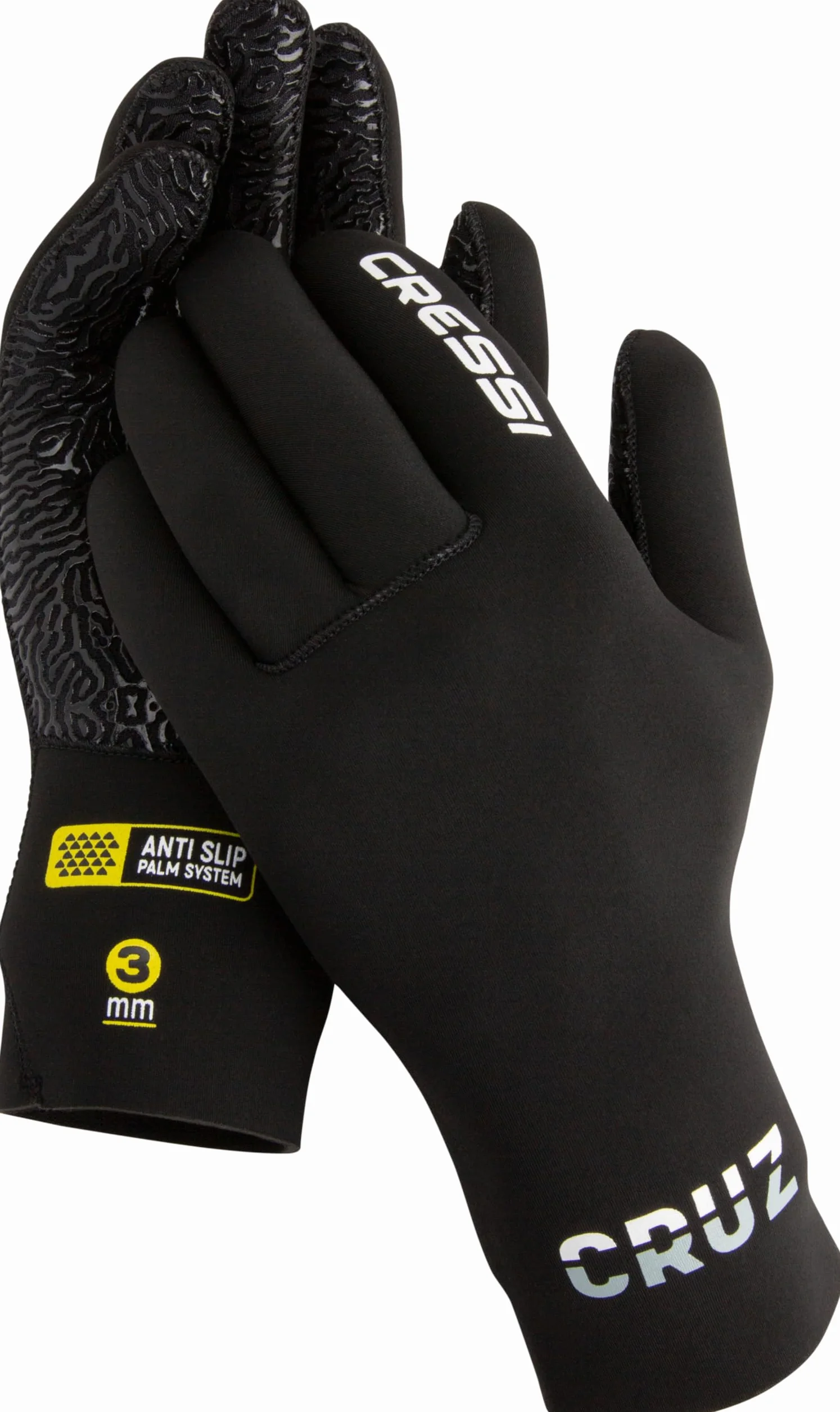 CRESSI Cruz Gloves 3mm Neoprene Black Anti Slip Palm System Immersione Adulto Unisex