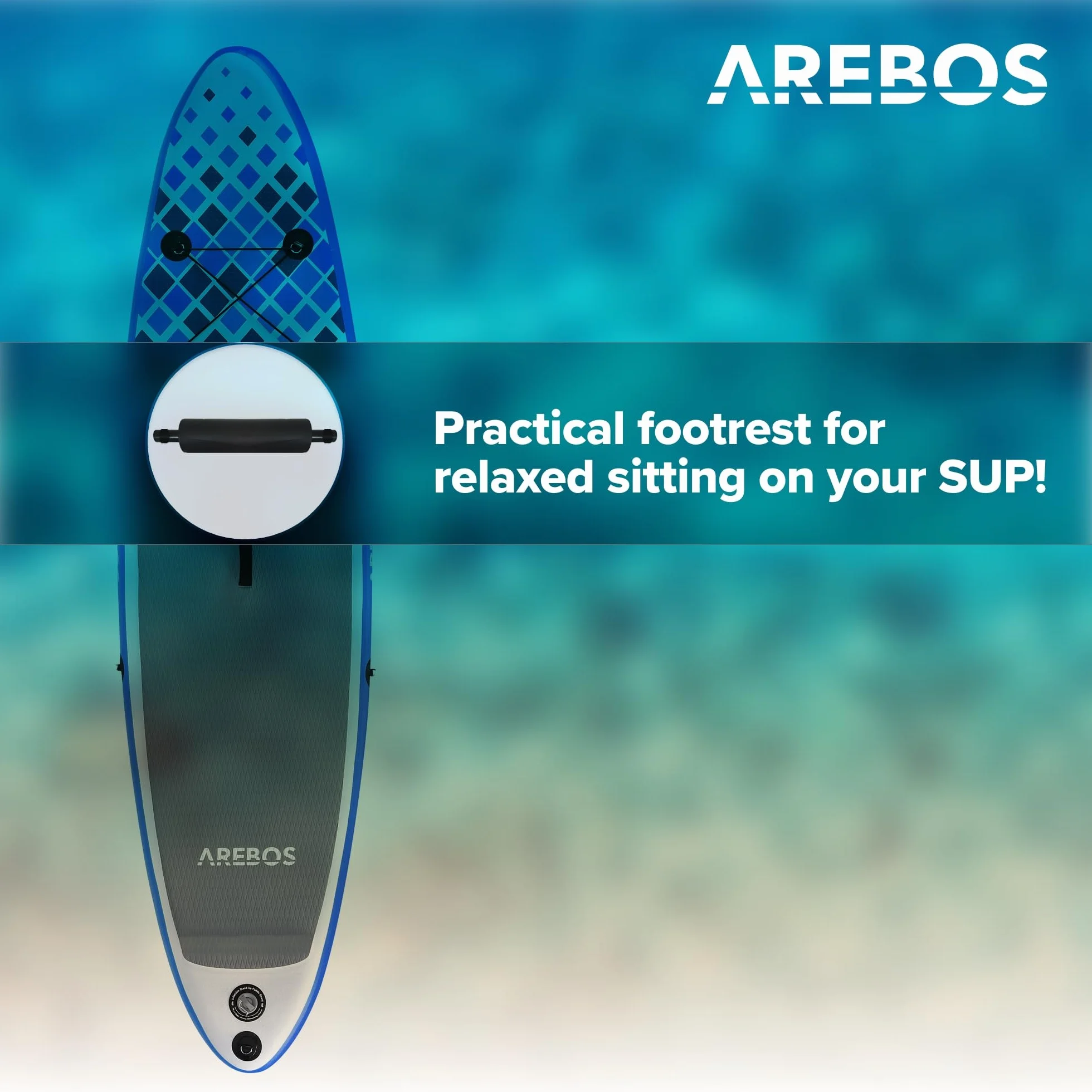 Arebos Poggiapiedi SUP Board Stand Up Paddle 32 cm, diametro tubo 2,2 cm
