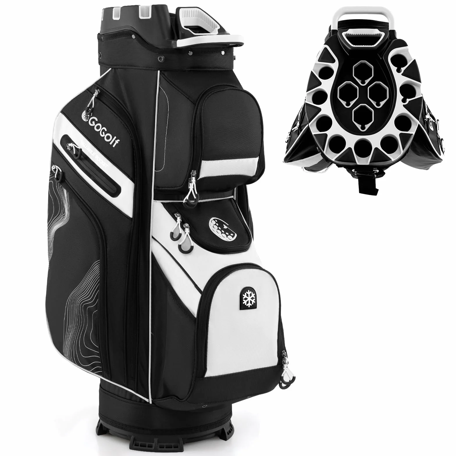 COSTWAY Borsa Carrello da Golf 14 Vie 11 Tasche Sacca Isolante Tracolla Imbottita Cappuccio Antipioggia