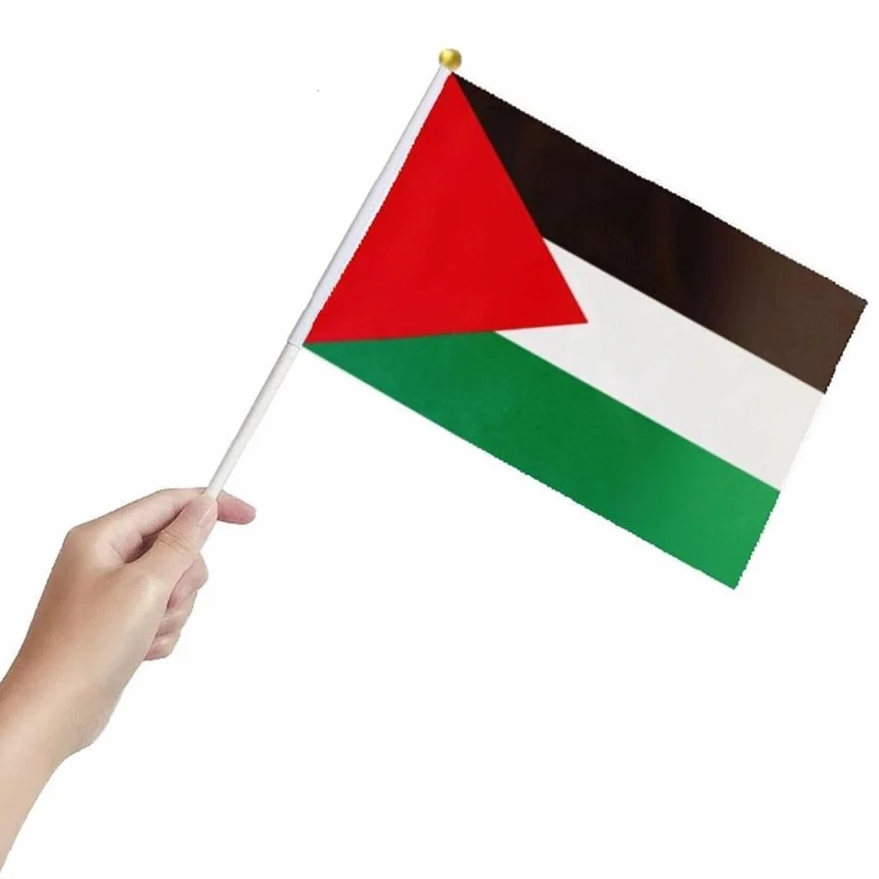 Palestina bandiera palestinese con palo I Stand mano sventolando