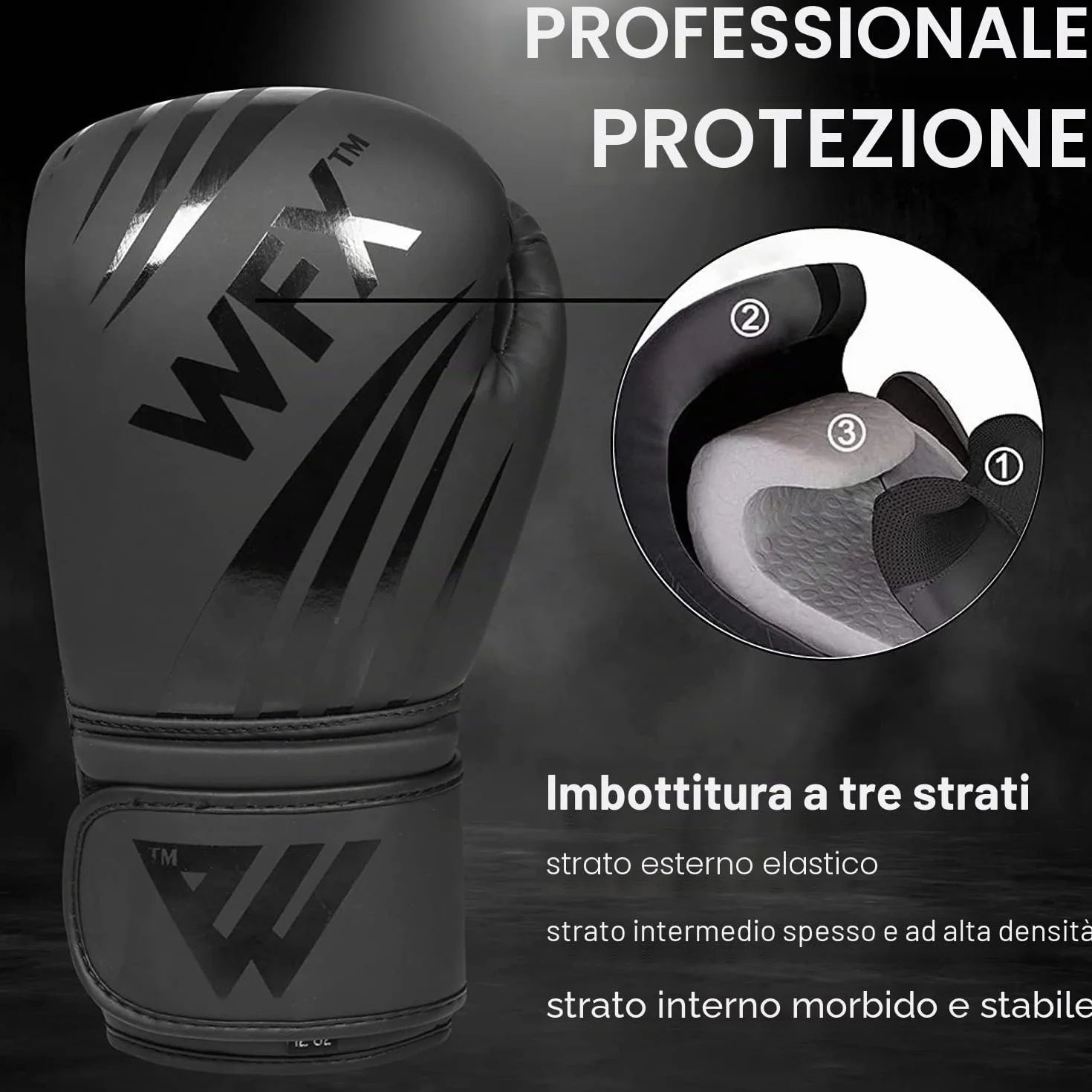 WFX Guantoni da boxe in pelle professionali MMA sparring kickboxing Muay Thai