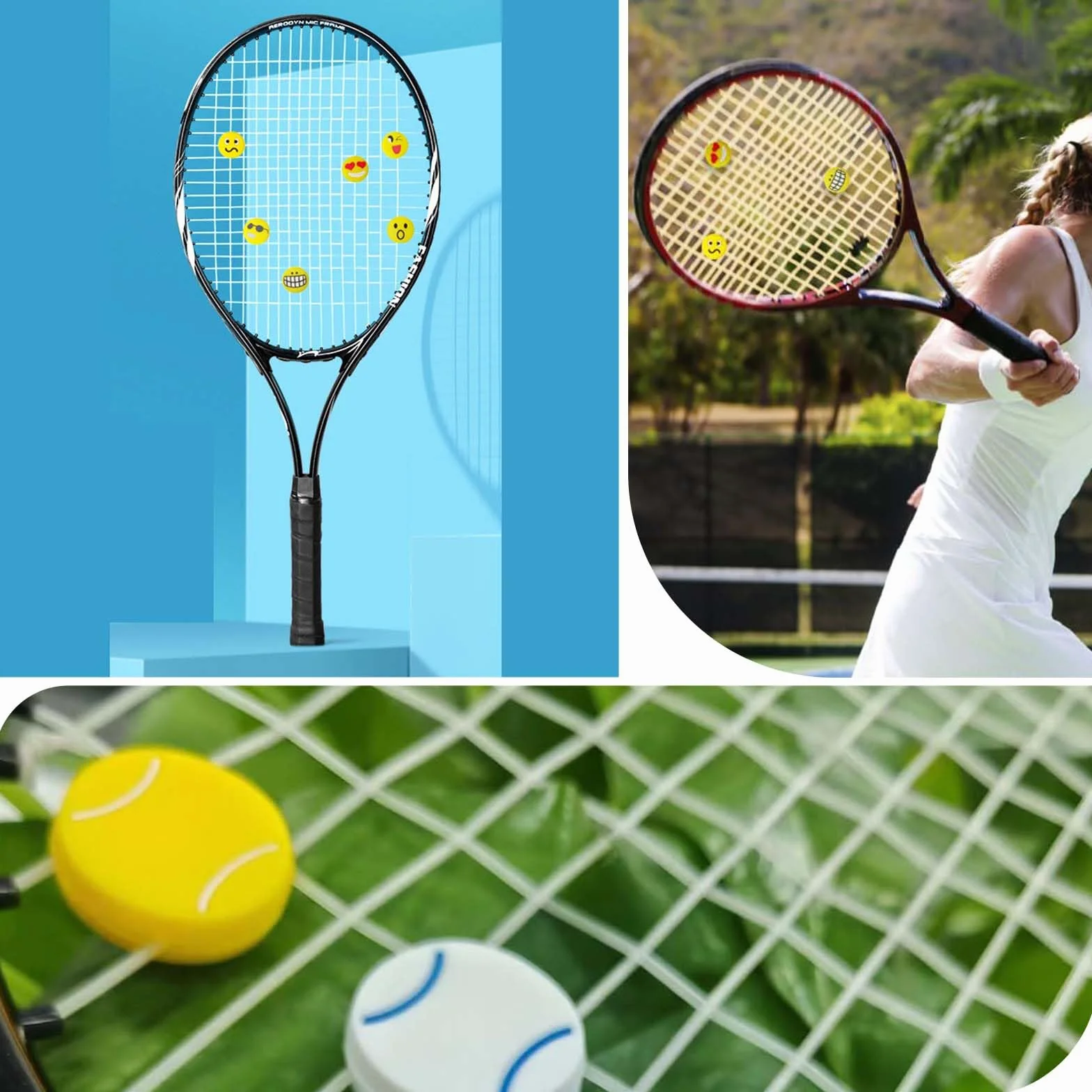 Antivibrazione Tennis Ammortizzatori per Racchette, Ferma Corde, Accessori Dispositivo 16 Pezzi