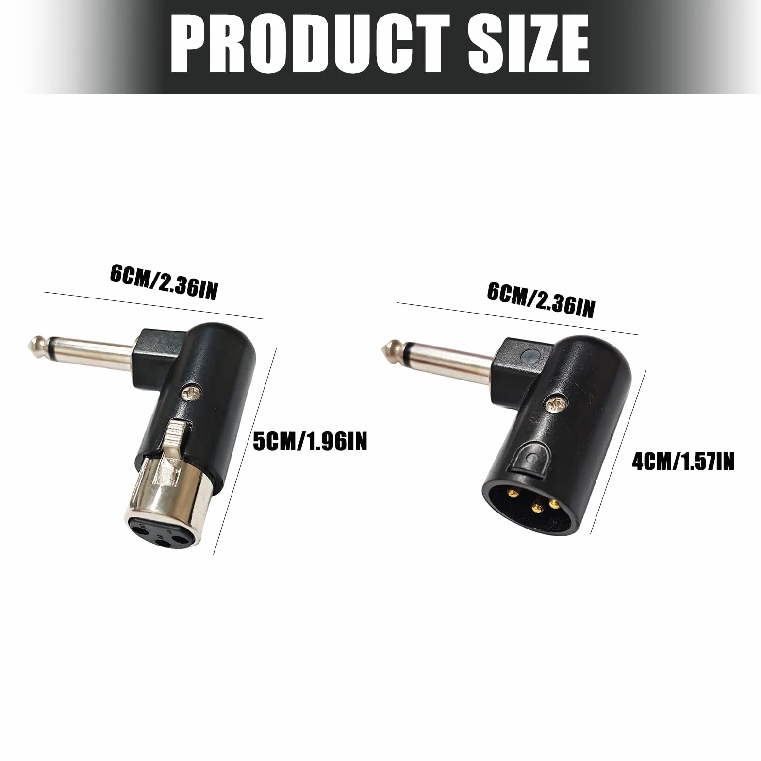 Adattatore ad angolo retto da 6,35 mm a XLR maschio/femmina per chitarre, tastiere e mixer