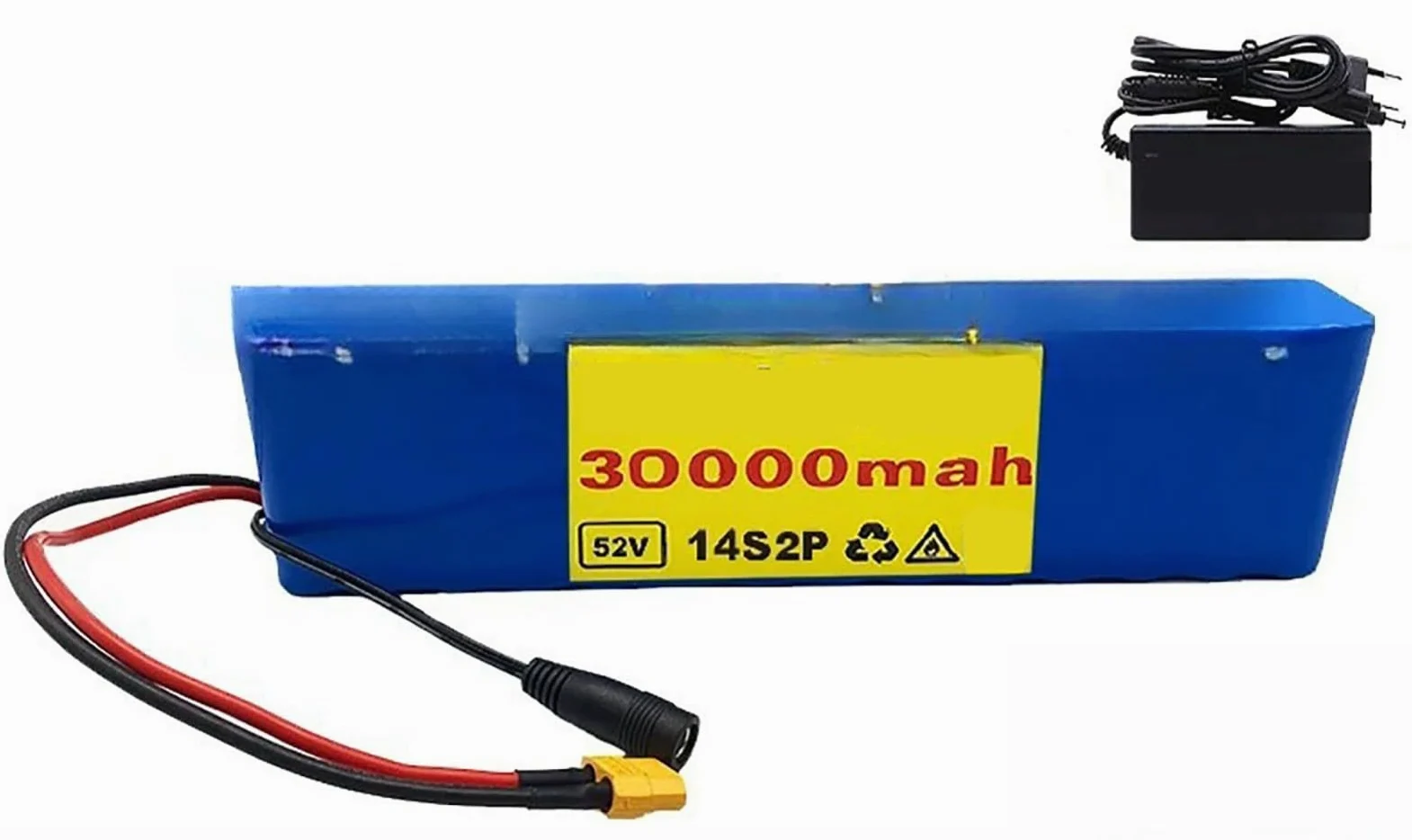 52V 30Ah Ebike Batteria 52V 14S2P Batteria Per Bicicletta Elettrica Batteria Impermeabile PVC Con Caricatore 52V 30Ah,XT60+DC