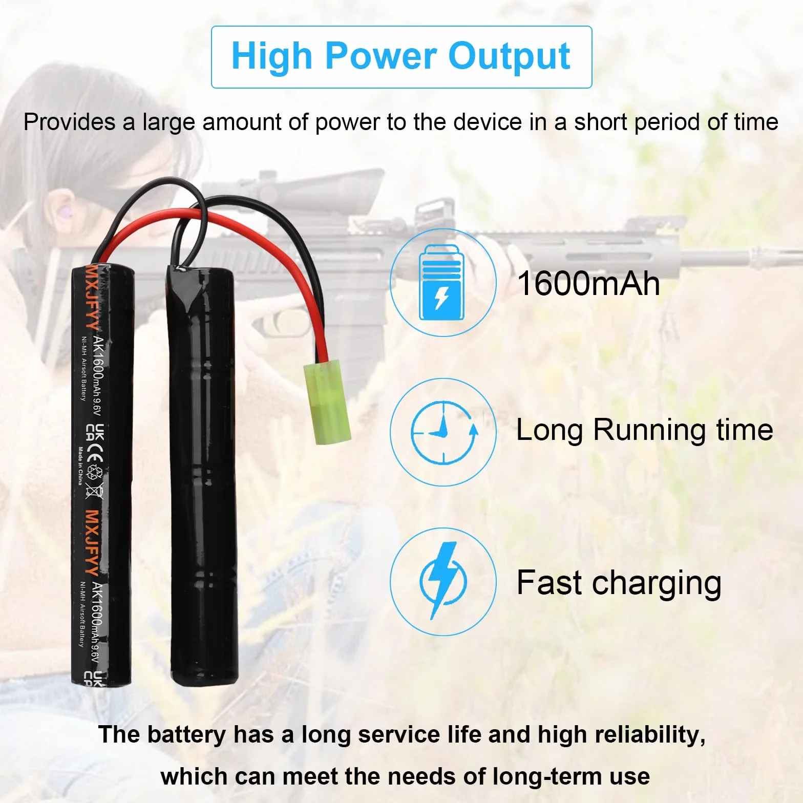 Batterie Airsoft 9,6 V 1600 mAh NiMH ricaricabile 8S Butterfly NunChuck per MP5 M4 G36C