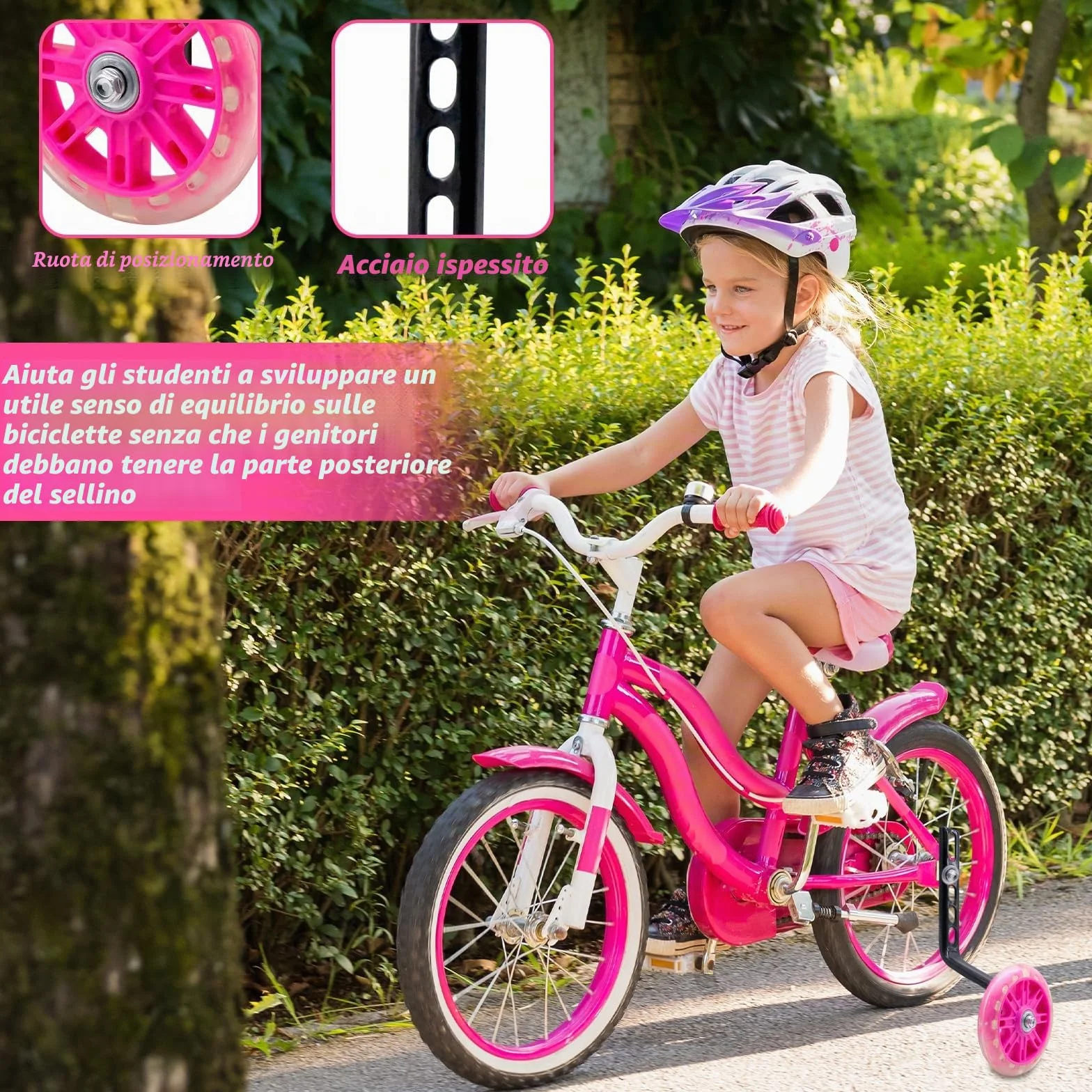 Ruote di Allenamento Bicicletta per Bambini, Universali Regolabili Ausiliarie per Bici 12-20 Pollice