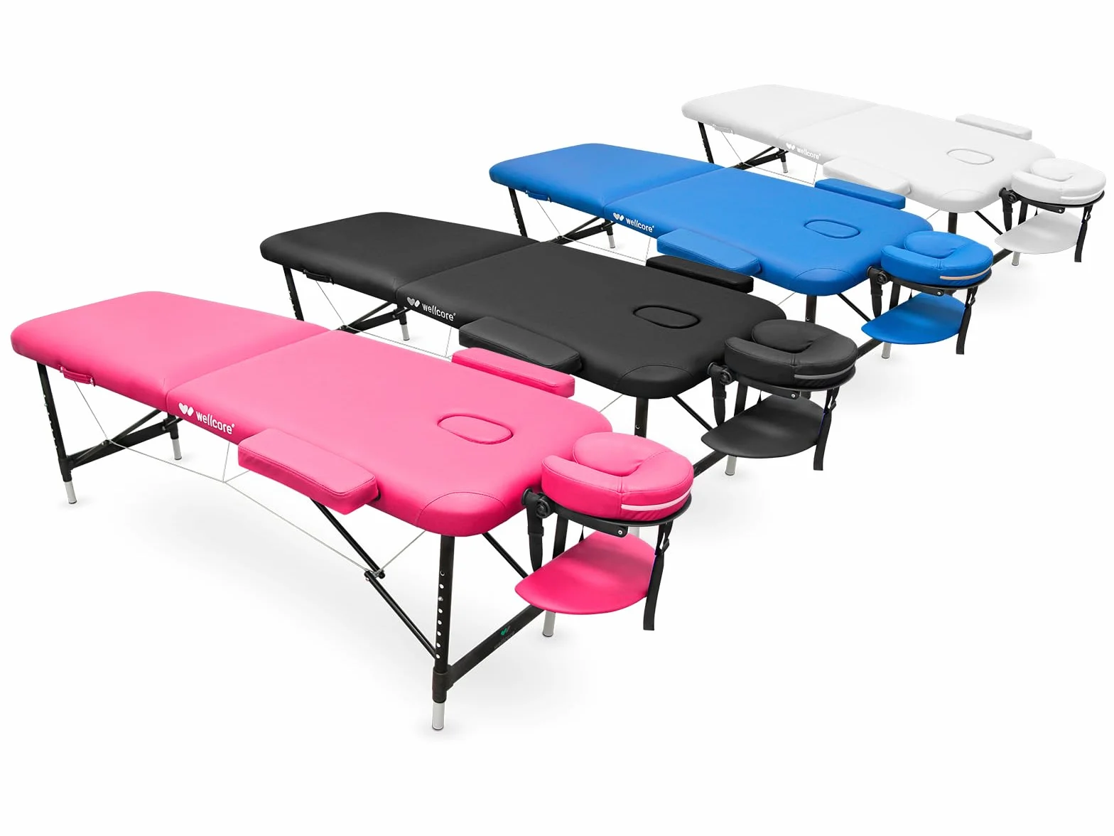Lettino Pieghevole in Alluminio WELLCORE Quirumed 185 x 60 cm Altezza Regolabile Blu
