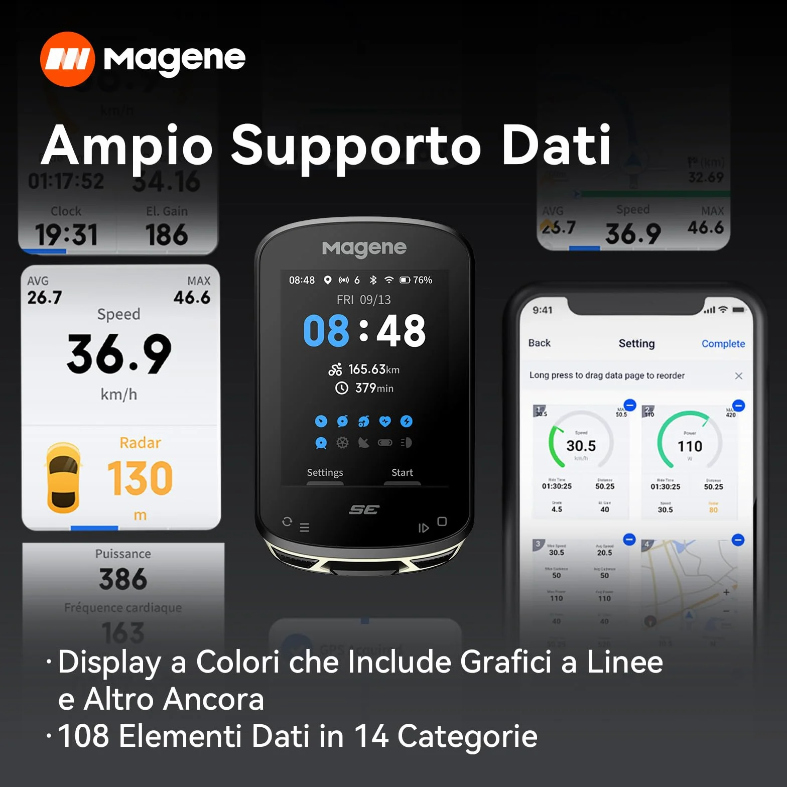 Magene C506SE GPS Ciclocomputer 2,4" a Colori Navigazione Pista Impermeabile Bluetooth WiFi