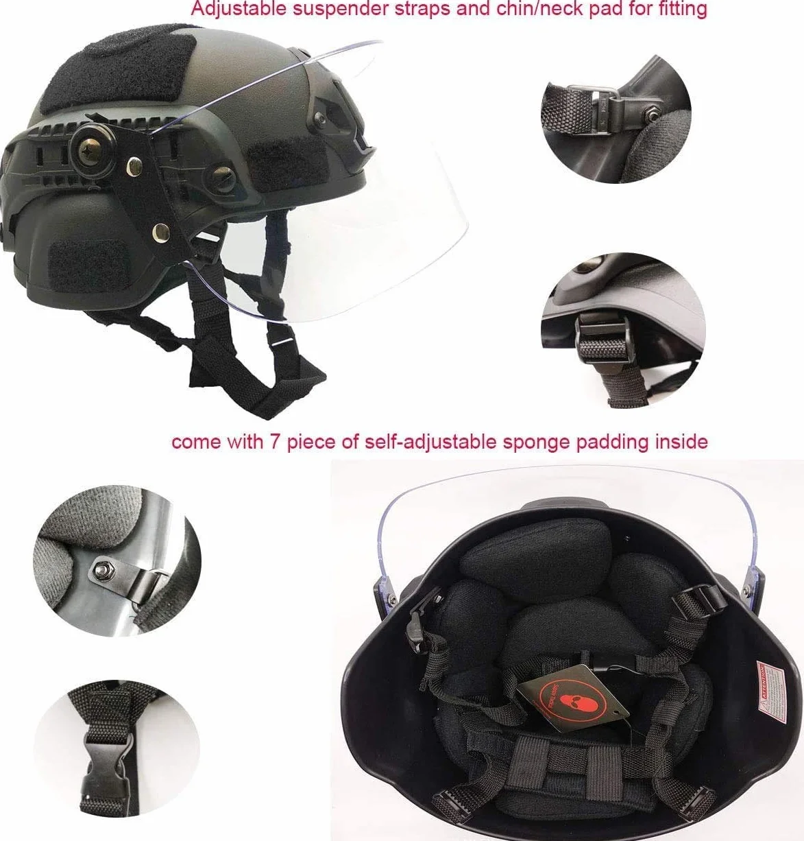 Casco Protettivo Tattico Airsoft Mich 2000 Action Version con Staffa NVG e Maschera Visiera Antivandalo