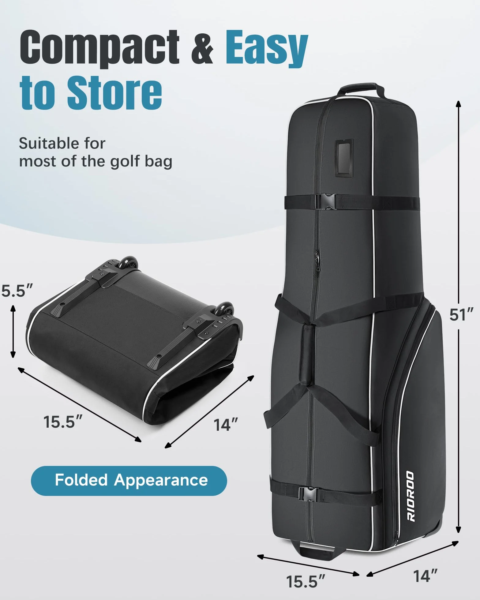 Borsa da Viaggio per Golf con Ruote Impermeabile Resistente all'Usura Oxford Custodia Imbottita per Mazze