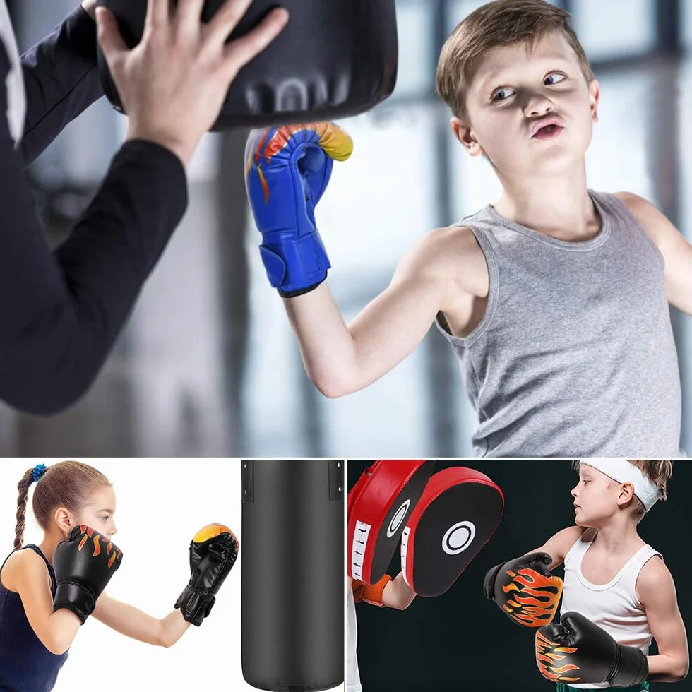 Guantoni da Boxe per Bambini PU 3-12 Anni Allenamento