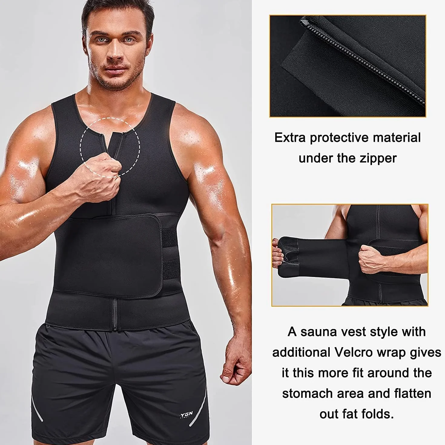 KUMAYES Canotta dimagrante uomo Gilet sauna snellente Maglia sauna dimagranti fascia addominale per Allenamento fitness