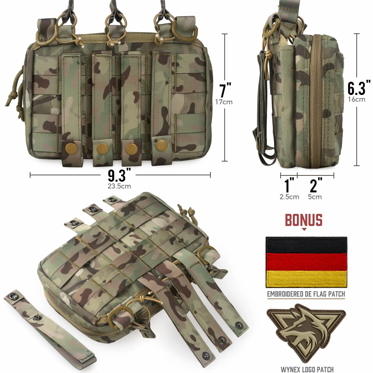 Wynex Custodia Tattica Admin Pouch per Porta Caricatori 5.56，Molle Tasca Utility Militare Borsello Tattico Tasche Tattiche softair per HK416 M4 M16