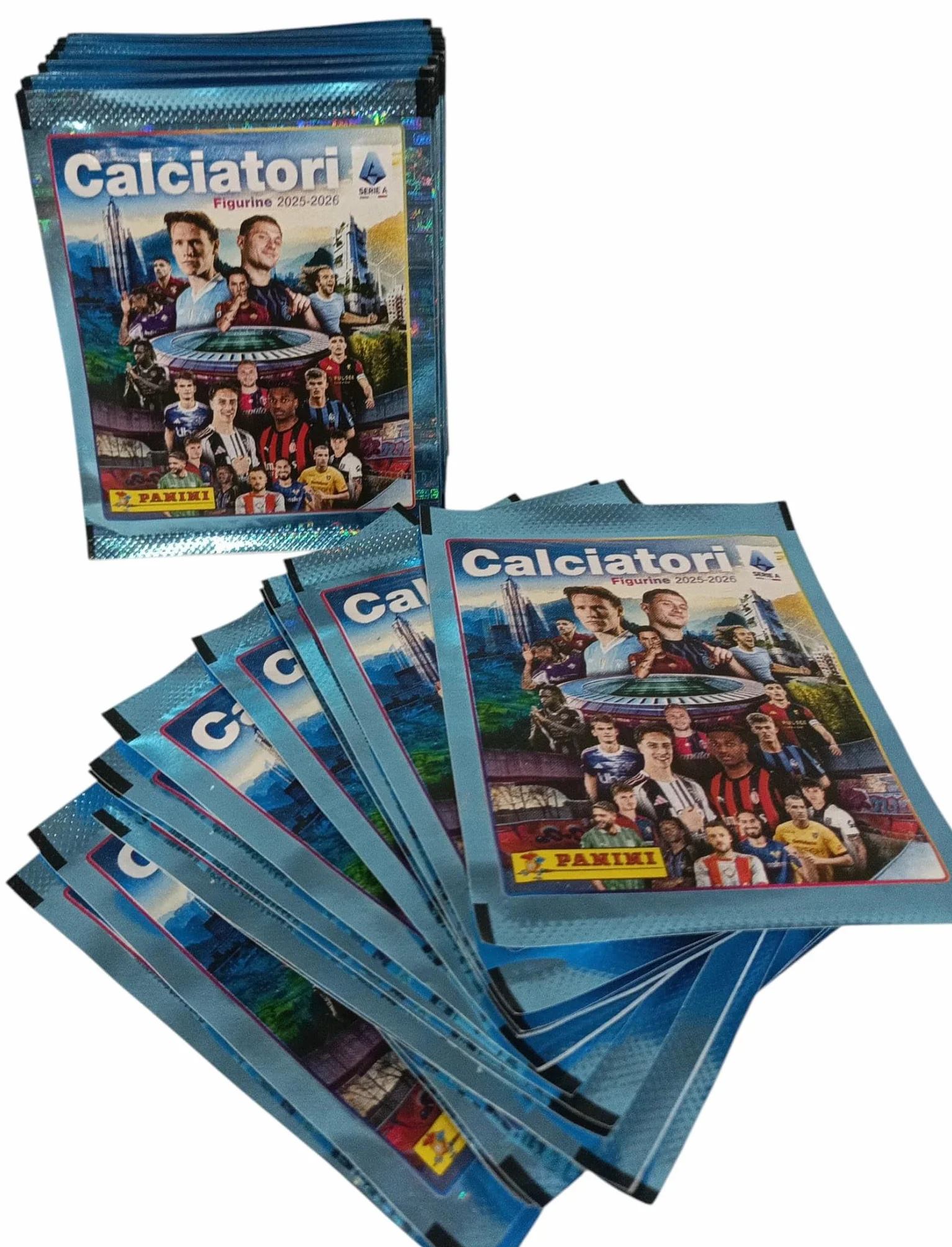 Panini Calciatori 2025-2026 50 Bustine + 10 Omaggio + 1 Tin Box Vuoto