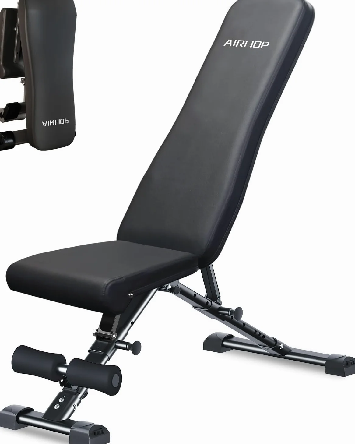 AIRHOP Panca Pesi Regolabile, Panca Palestra Multifunzione per Allenamento, Inclinabile/Declinabile, Rapido Ripiegamento e Risparmio di Spazio, Ideale per Allenamento di Forza a Casa o in Palestra