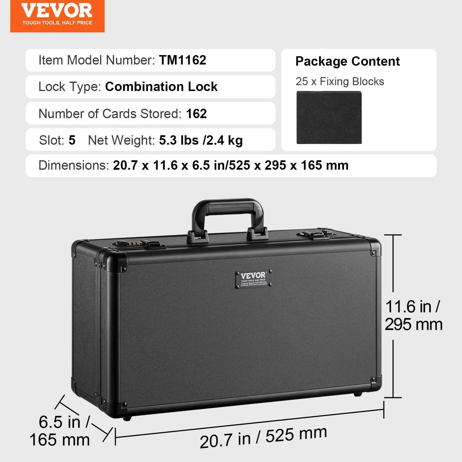VEVOR Scatola Porta Carte Classificate 5 Fessure Custodia con Chiusura Codificata per 162 Carte PSA