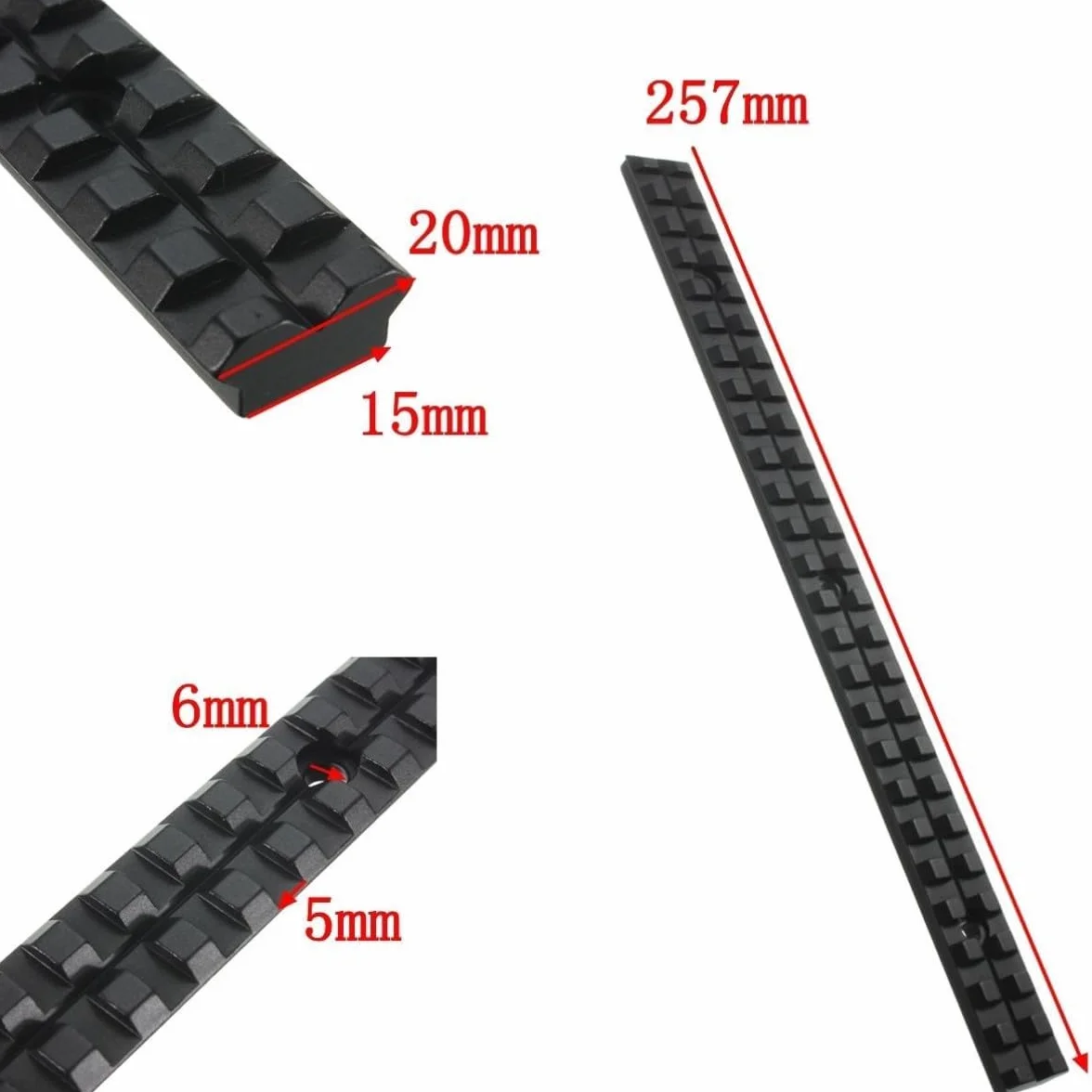 Slitta Picatinny in Alluminio 257 mm Guida di Montaggio Adattatore Weaver Base Airsoft 25 Slot