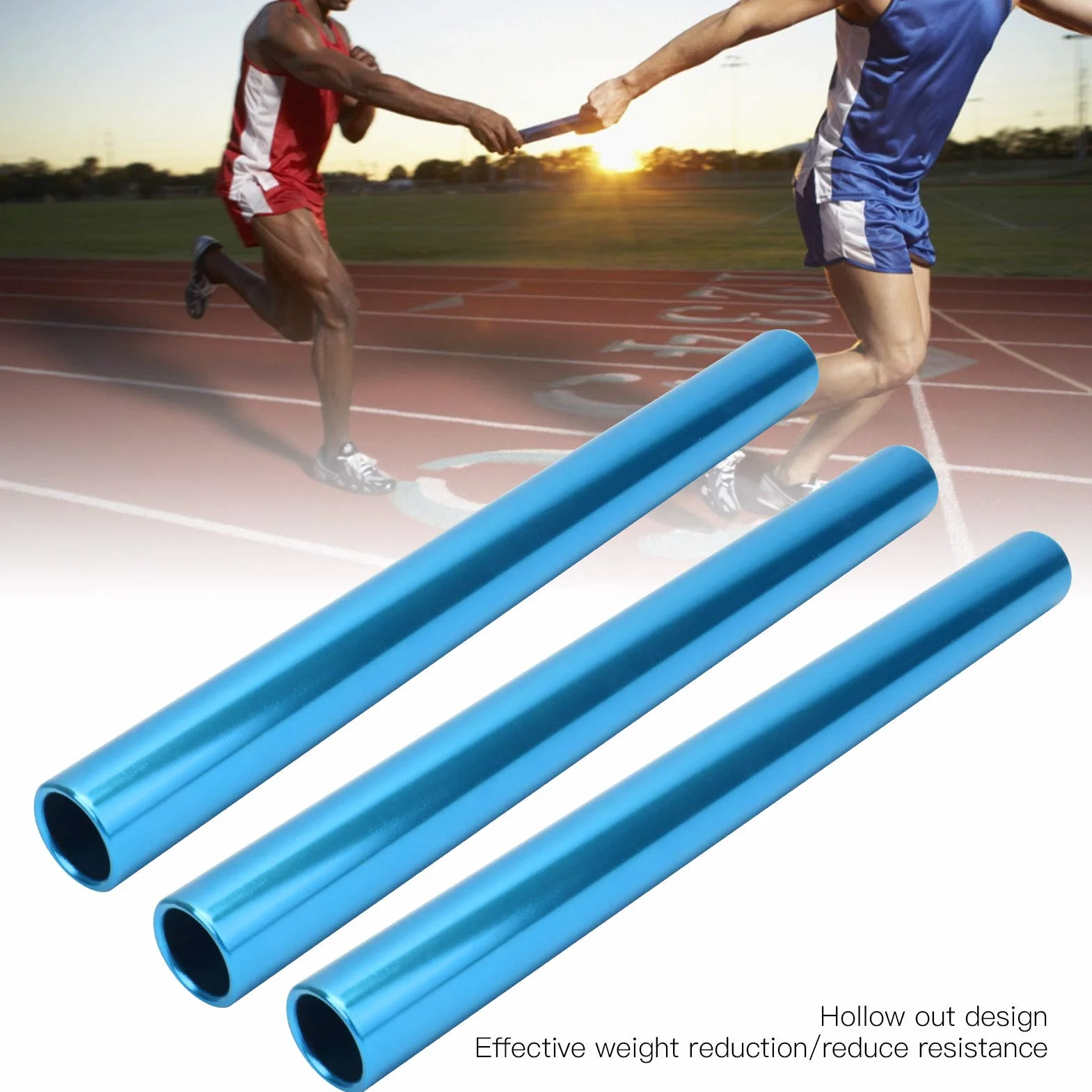 Relay Batons Track and Field Sprint 29 cm 3pcs Blu
