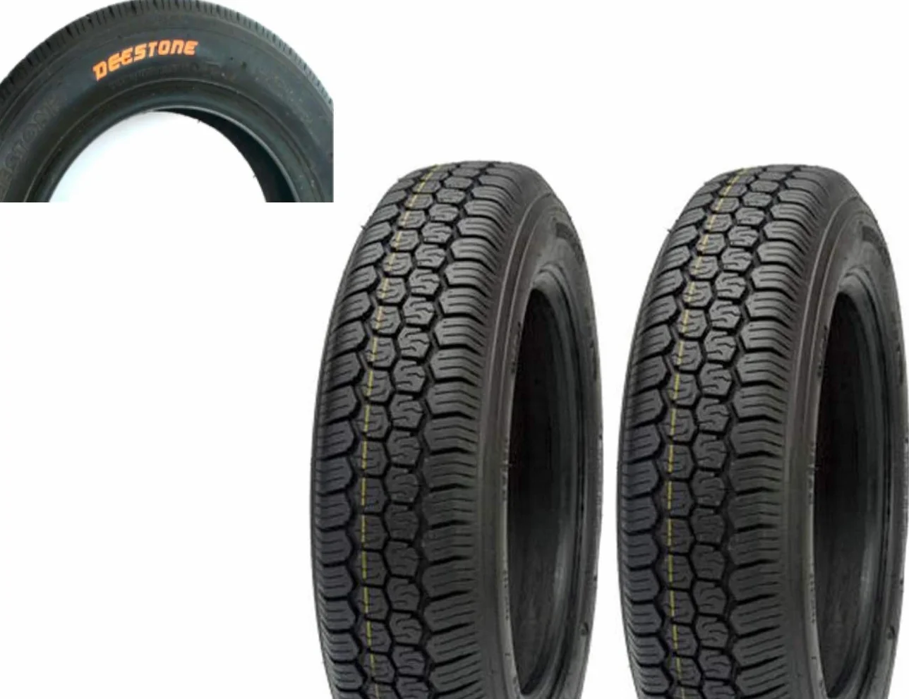 Deestone EGC12TYD 2 Pneumatici 125-12C RINFORZATI 8PR 81J TUBELESS TL per Ape P I A G G I O E Vecchia F I A T 500 Epoca Ruote GOMME COPERTONI