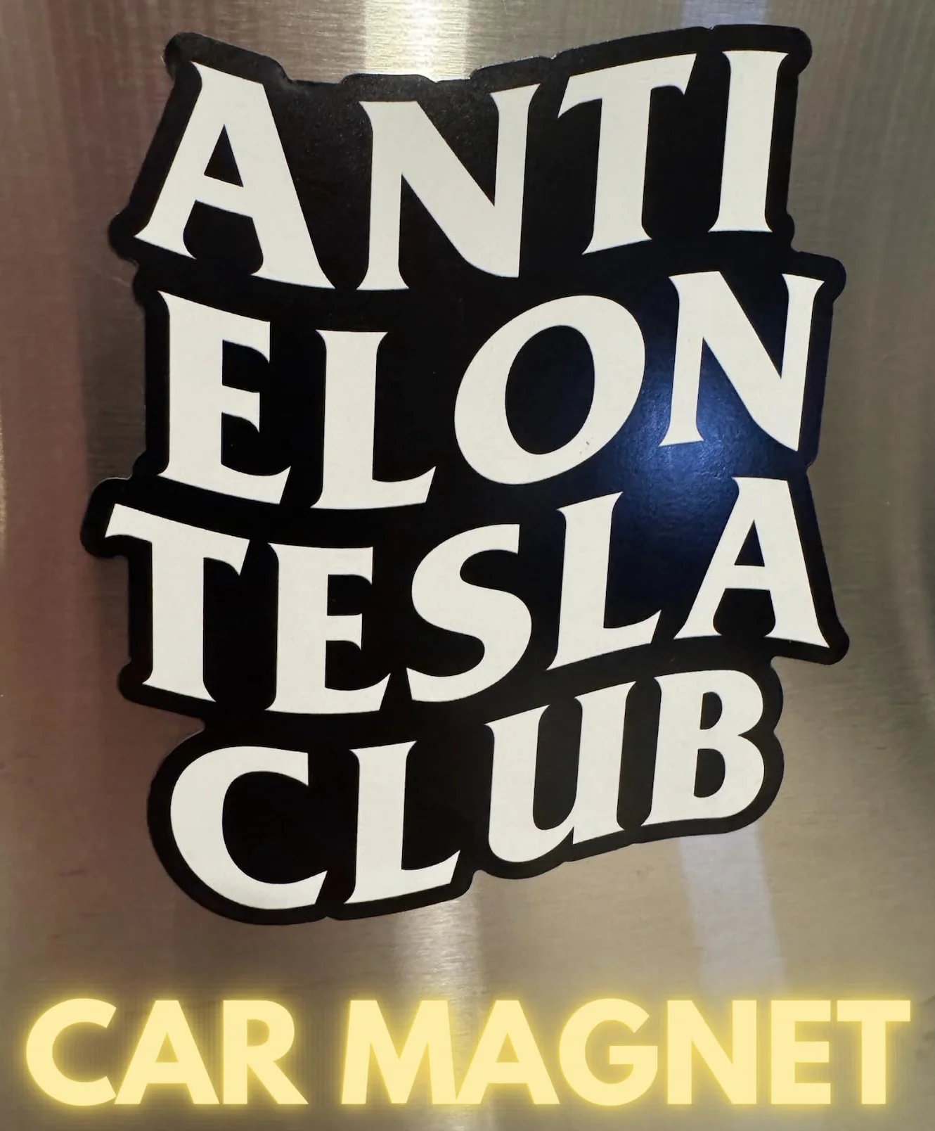 Anti Elon Tesla Club Car Magnet 5 "XL Viral Logo Non Adesivo Tesla Musk Decal Aggrappato per Model 3 Y X Cybertruck | MadPufferStickers Marca