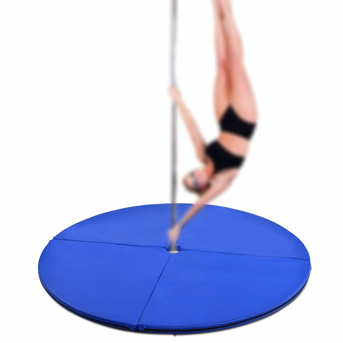 COSTWAY Tappetino per Pole Dance Pieghevole Tappeto per Palo da Danza Antiscivolo, Diametro 150 x 5 cm