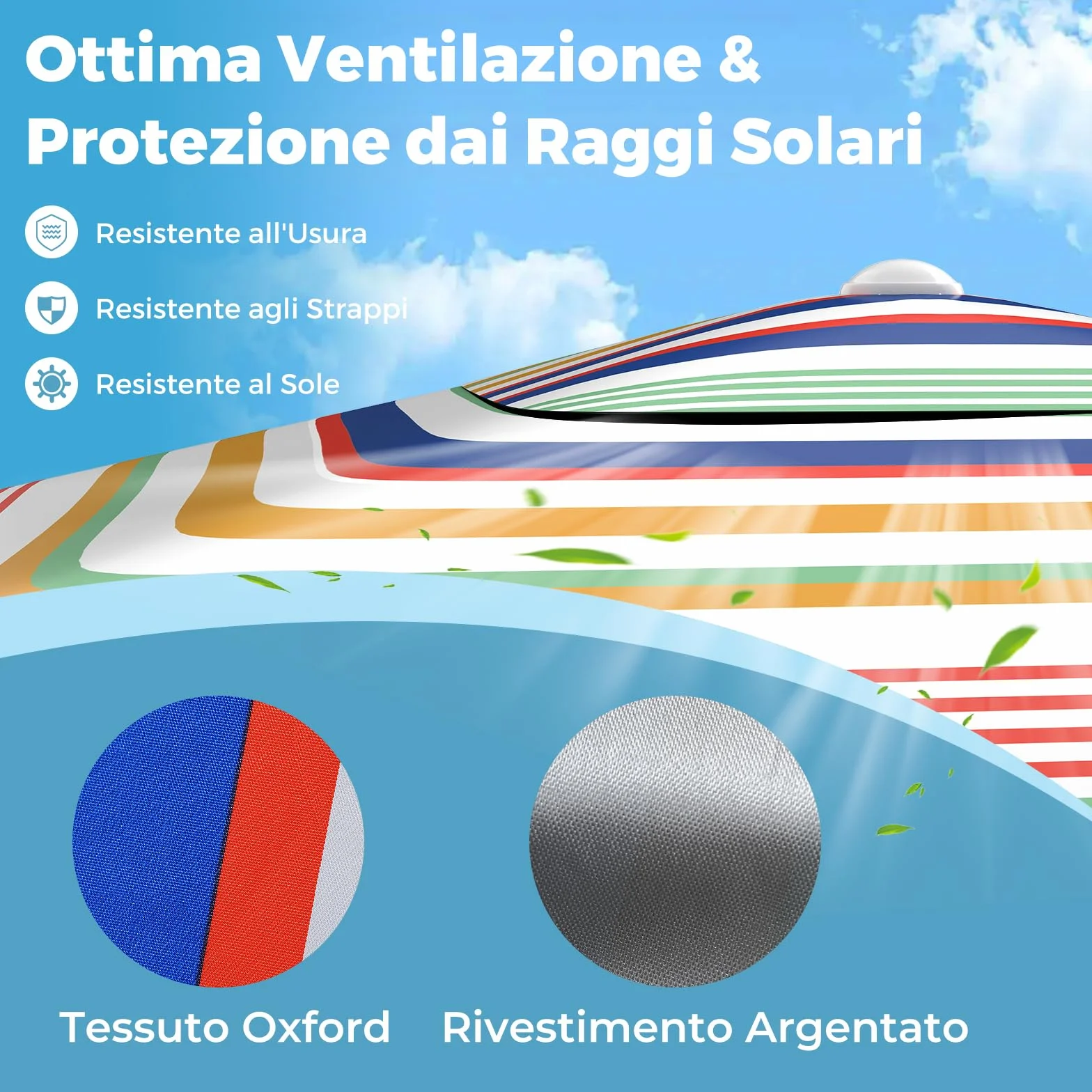 COSTWAY Tenda da Spiaggia Pieghevole 200x200 cm con Borsa da Trasporto