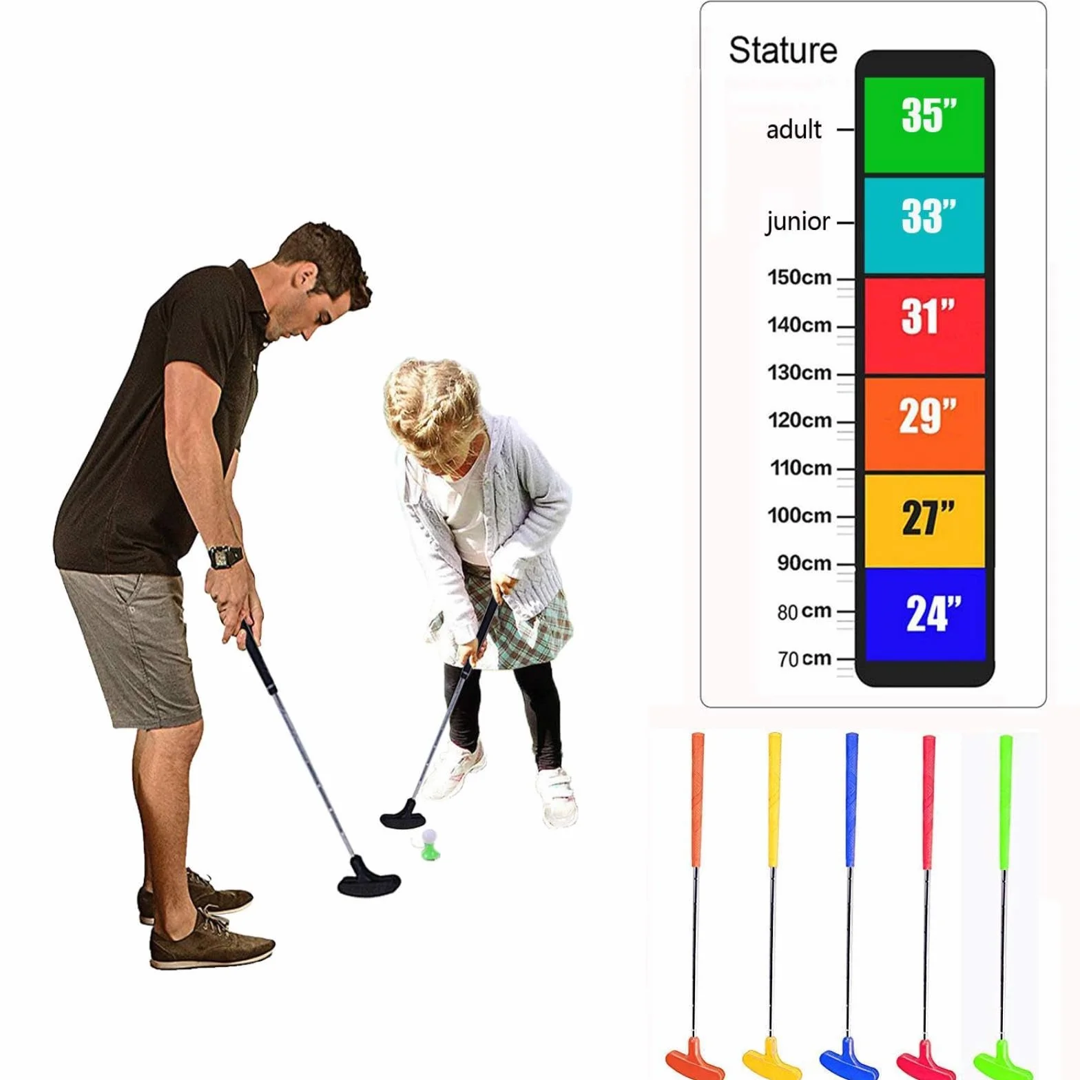 CRESTGOLF Golf Putter 2/6 Pack Due-Way Putter Mini Golf Club Bi-direzionale Gomma